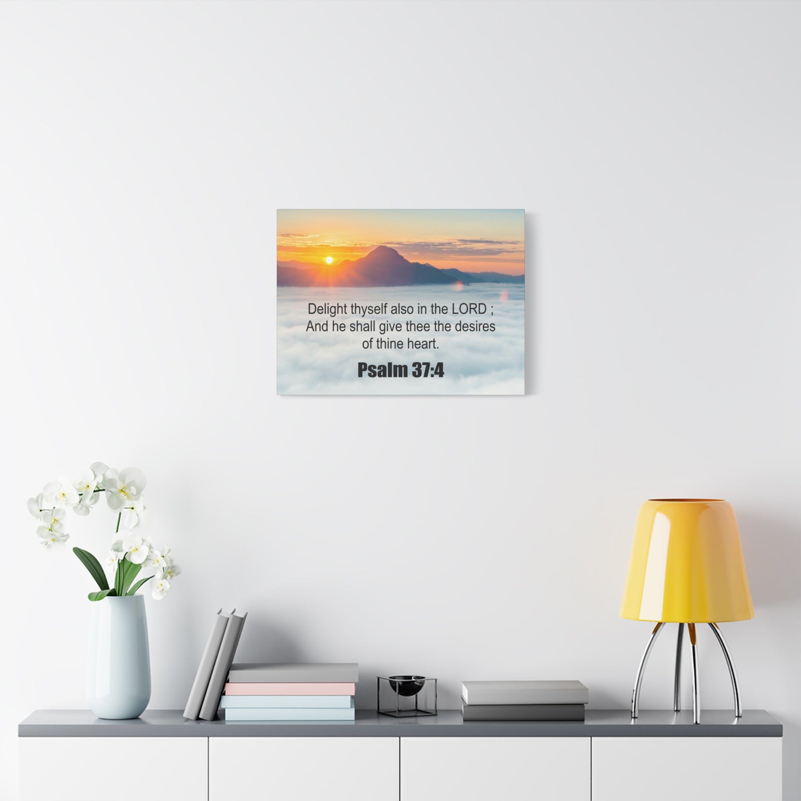 Scripture Canvas Delight Thyself Psalm 37:4 Christian Wall Art Bible Verse Print Ready to Hang-Express Your Love Gifts