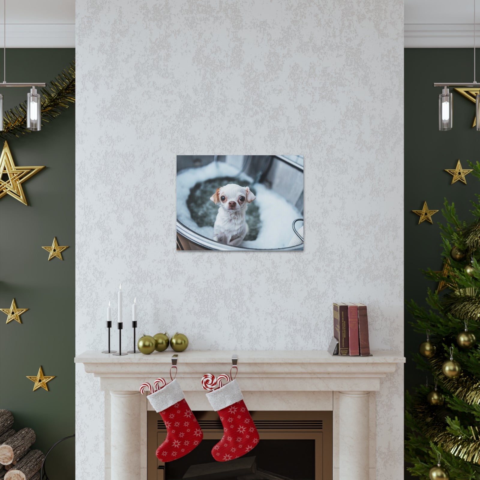 Cute Chihuahua Bathee Canvas Wall Art for Home Decor Ready-to-Hang-Express Your Love Gifts