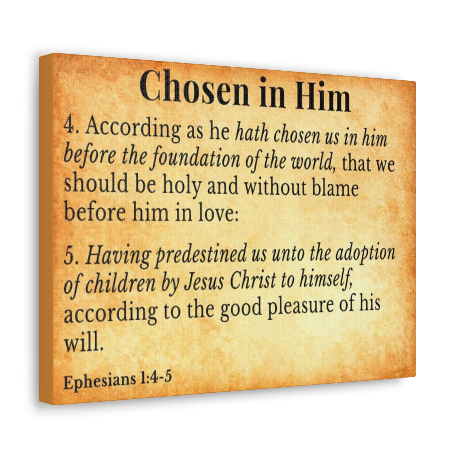Scripture Walls Ephesians 1:4-5 Chosen in Christ Gold Bible Verse Canvas Christian Wall Art Ready to Hang Unframed-Express Your Love Gifts