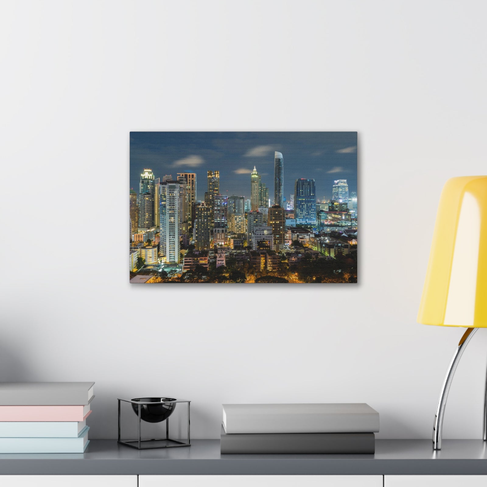 Bangkok Night Skyline Canvas Artwork High-Quality Breathtaking Stunning Cityscape for Home Decor Ready to Hang-Express Your Love Gifts