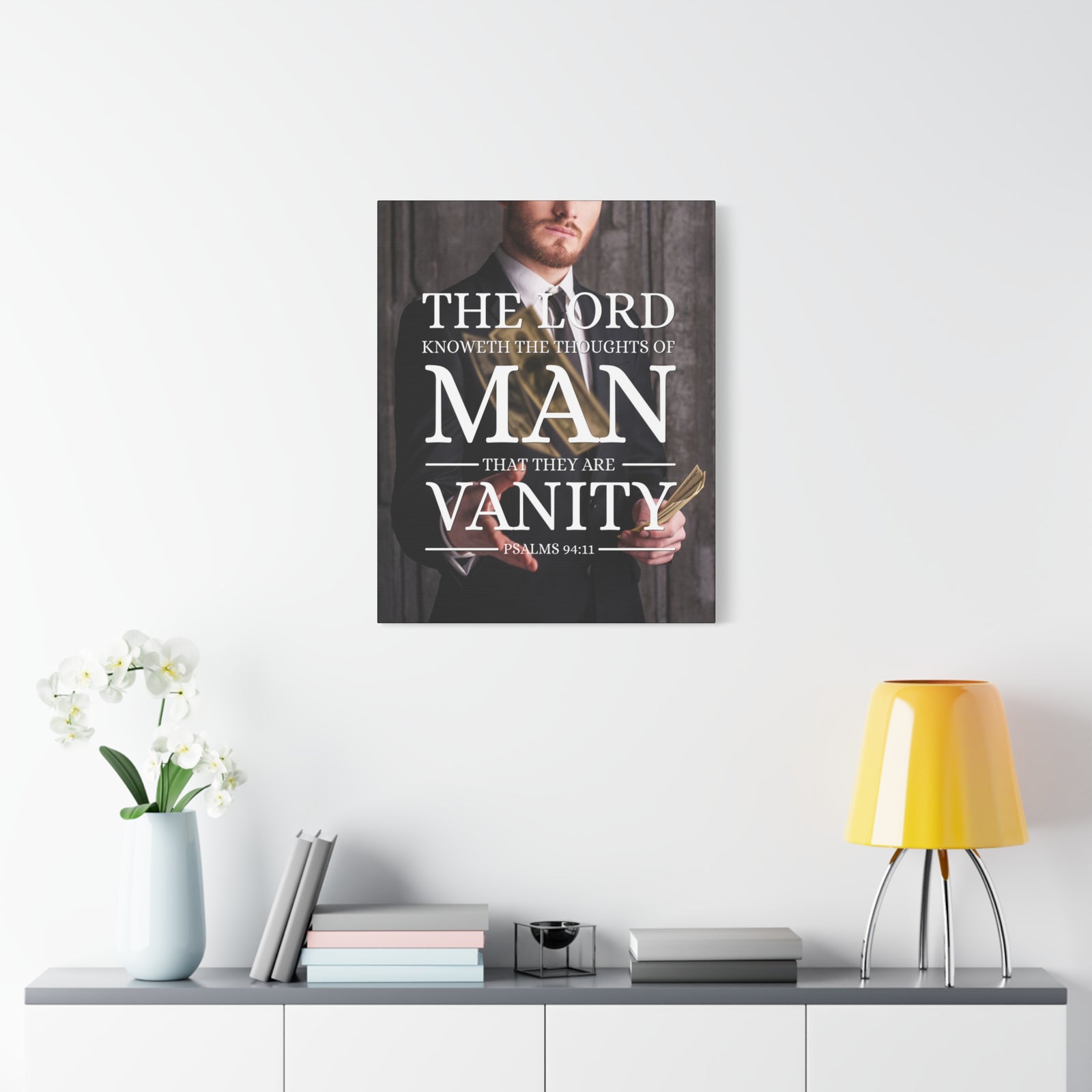 Scripture Canvas Thoughts Of Man Psalm 94:11 Christian Wall Art Bible Verse Print Ready to Hang-Express Your Love Gifts