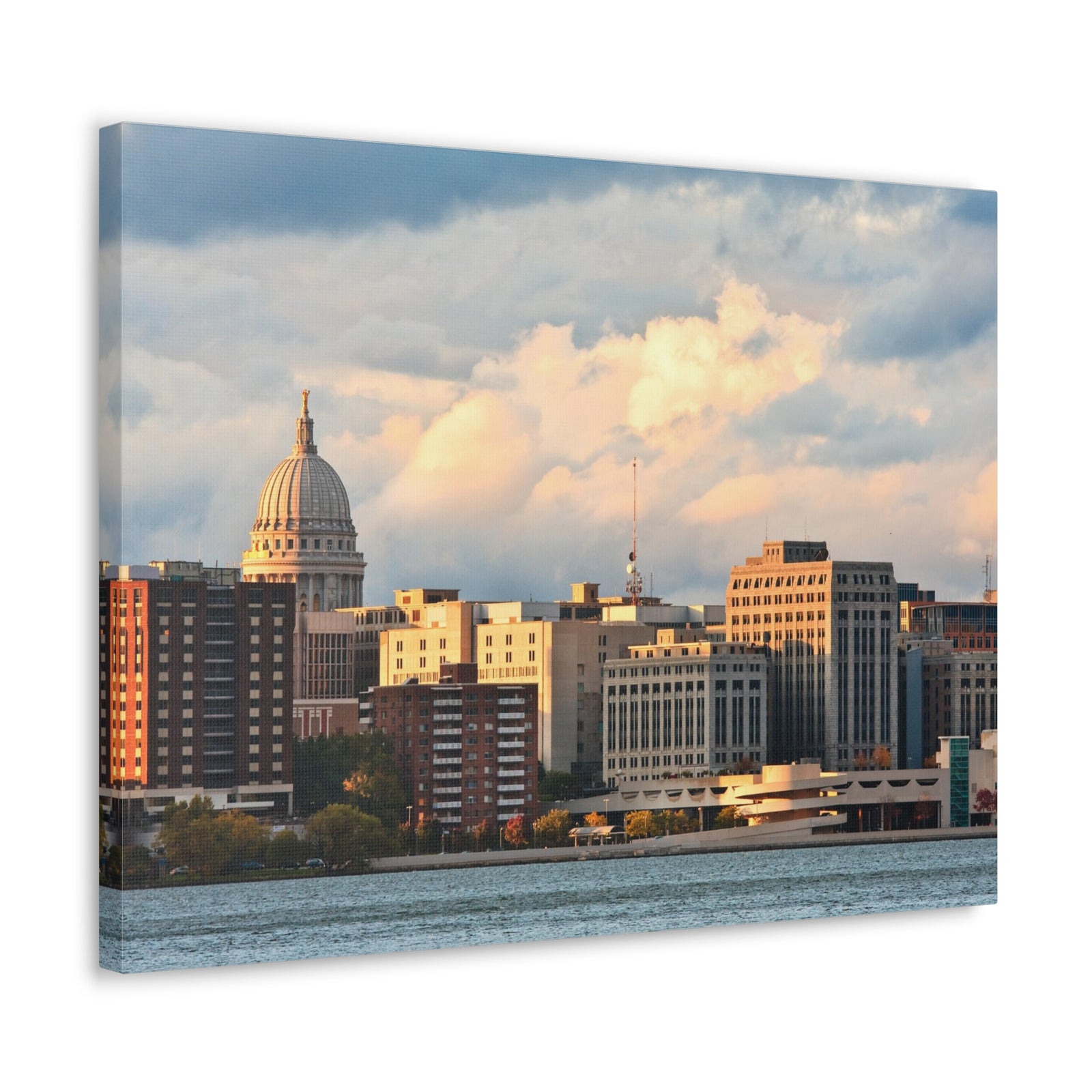 Madison Skyline Daytime Canvas Artwork High-Quality Breathtaking Stunning Cityscape for Home Decor Ready to Hang-Express Your Love Gifts