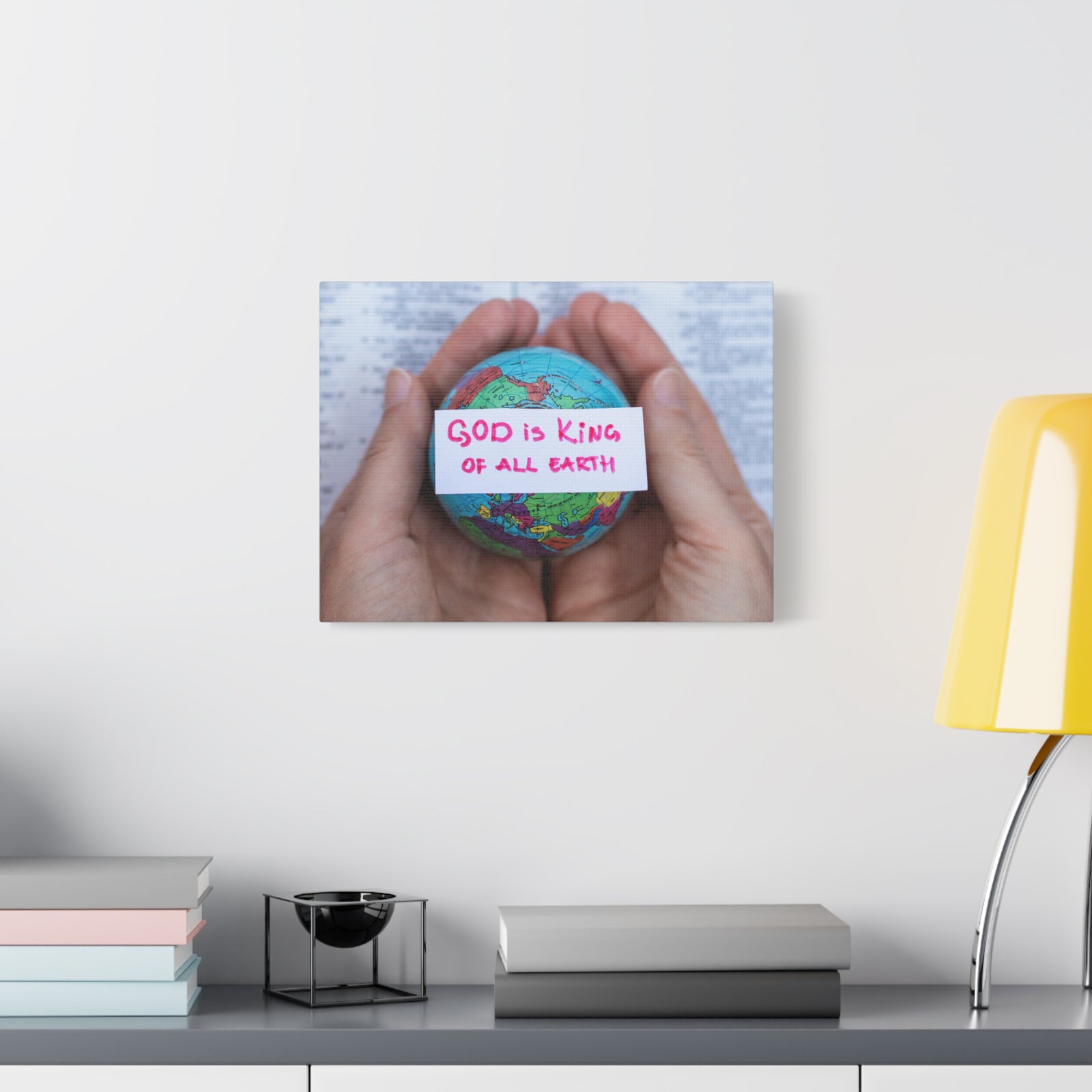 Scripture Canvas King Of All Earth Psalm 29:10 Christian Wall Art Bible Verse Print Ready to Hang-Express Your Love Gifts