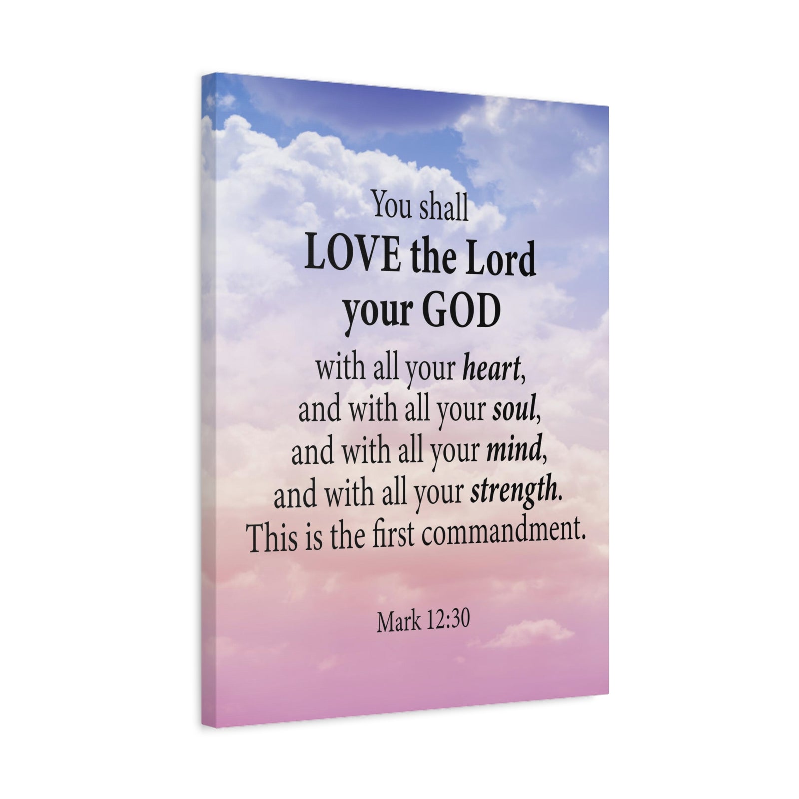 Bible Verse Canvas Love the Lord With All Your Heart Mark 12:30 Wall Art Christian Home Decor-Express Your Love Gifts