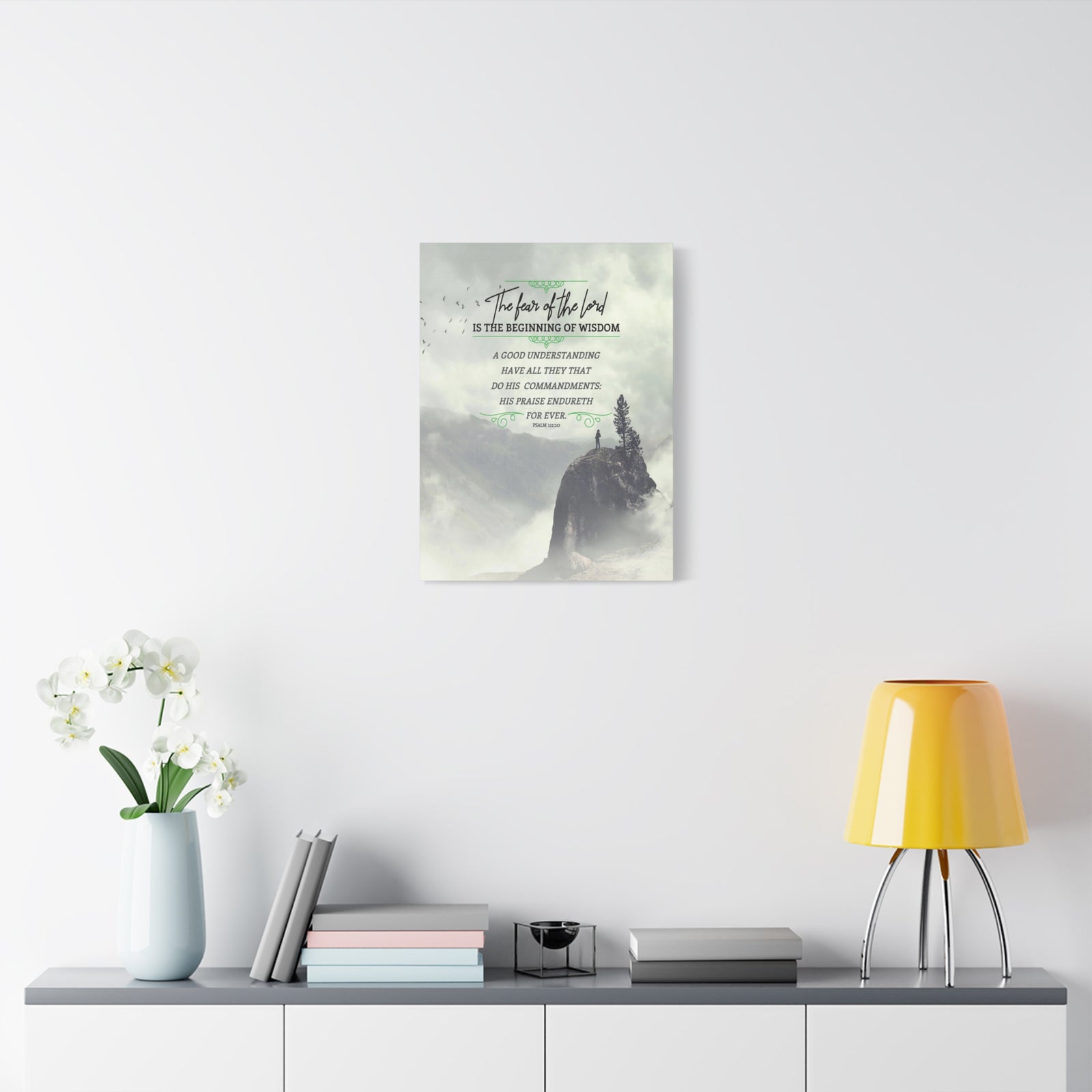 Scripture Canvas The Fear of The Lord Psalm 111:10 Christian Wall Art Bible Verse Print Ready to Hang-Express Your Love Gifts