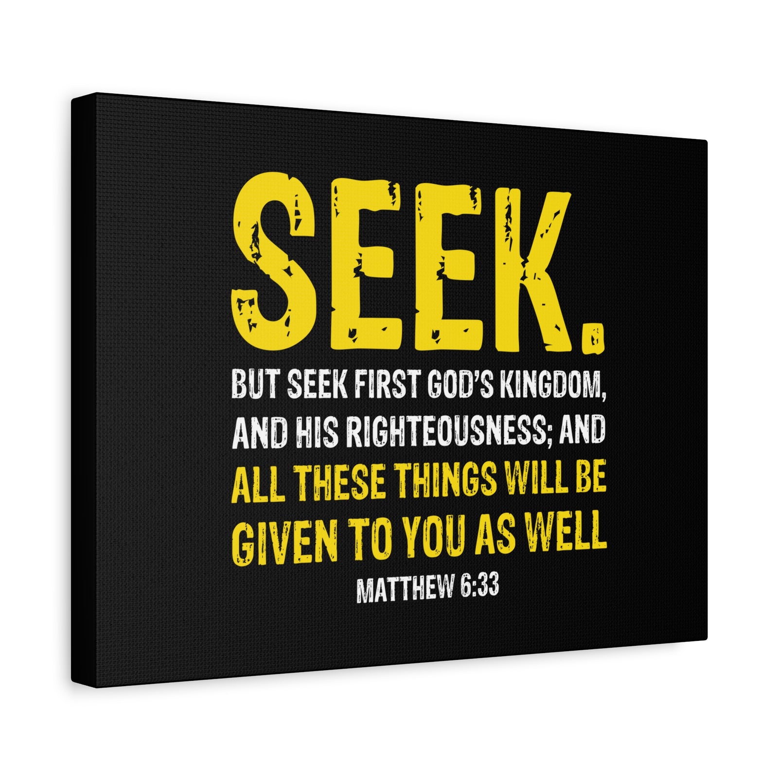Scripture Walls Matthew 6:33 His Righteousness Yellow Black Christian Wall Art Bible Verse Print Ready to Hang-Express Your Love Gifts