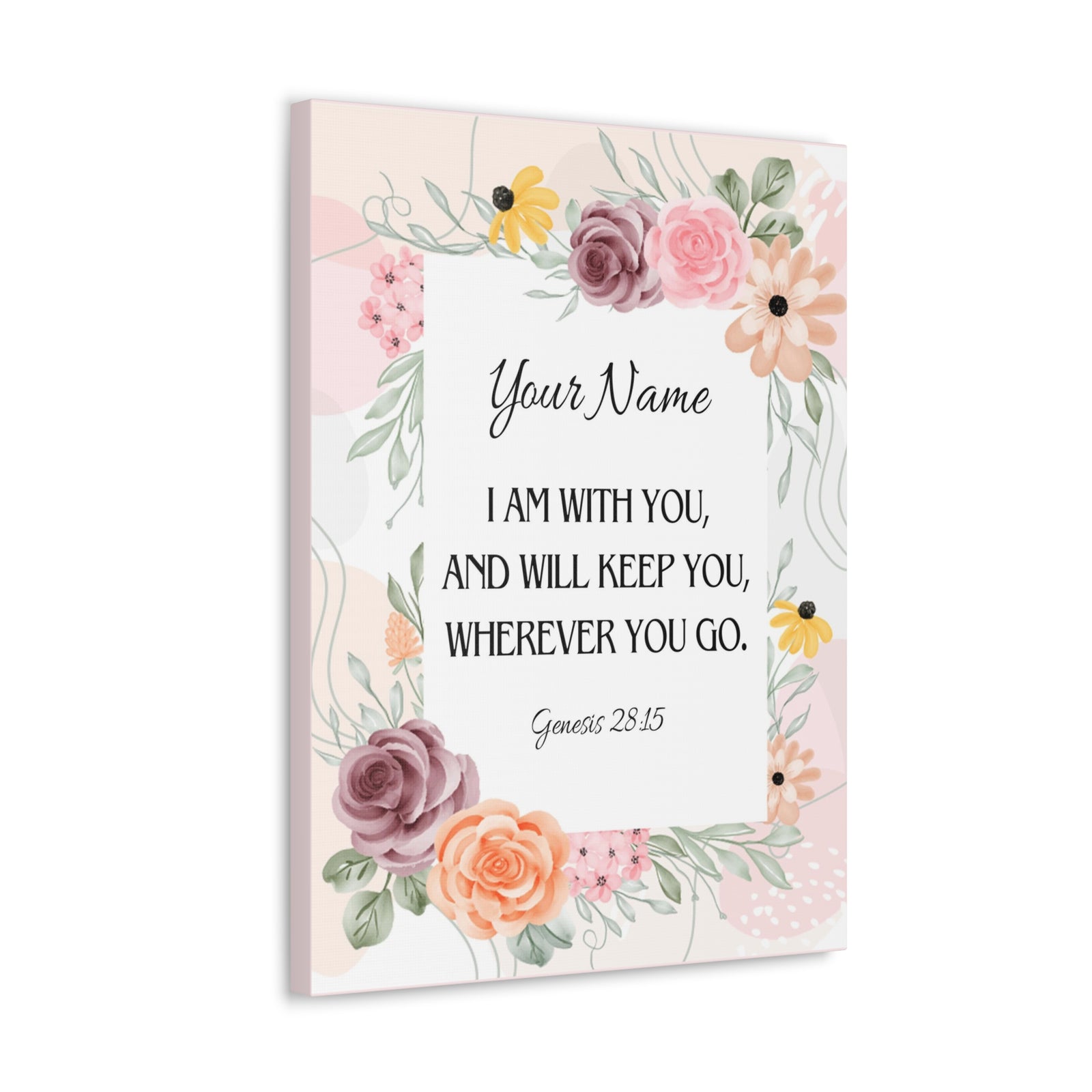 Scripture Walls Personalized Genesis 28:15 I Am With You Bible Chapter Canvas Christian Wall Art Ready to Hang-Express Your Love Gifts