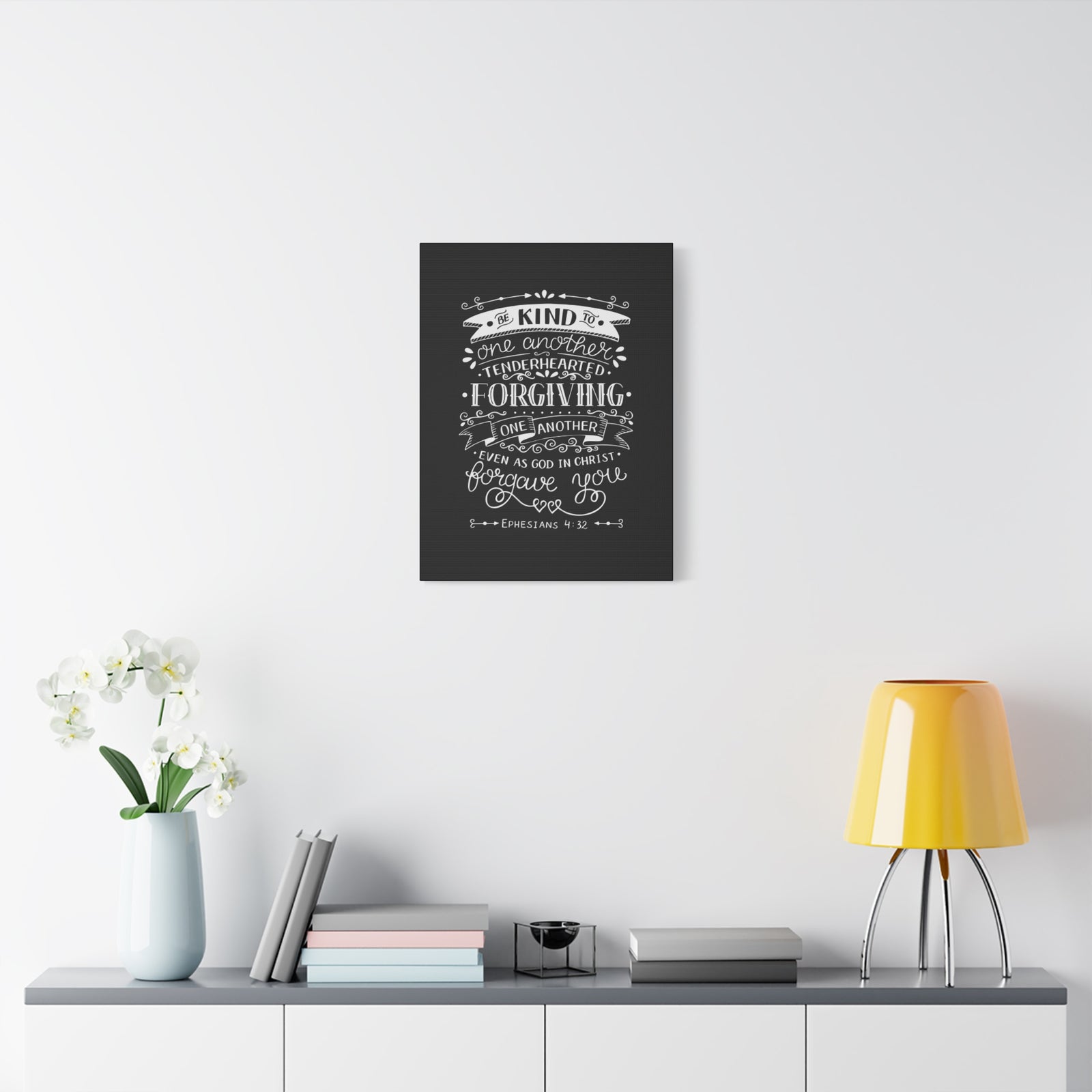 Scripture Canvas Tenderhearted Black Ephesians 4:32 Christian Wall Art Bible Verse Print Ready to Hang-Express Your Love Gifts