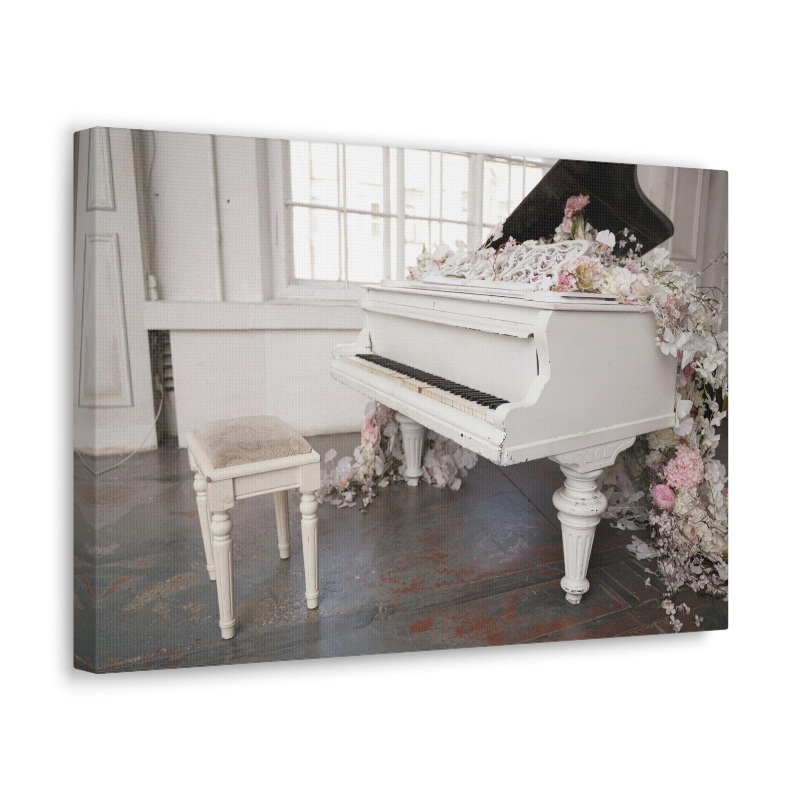 Piano with Flowers Music Lover's Delight Piano Keyboard Canvas Wall Art for Home Decor Ready-to-Hang-Express Your Love Gifts