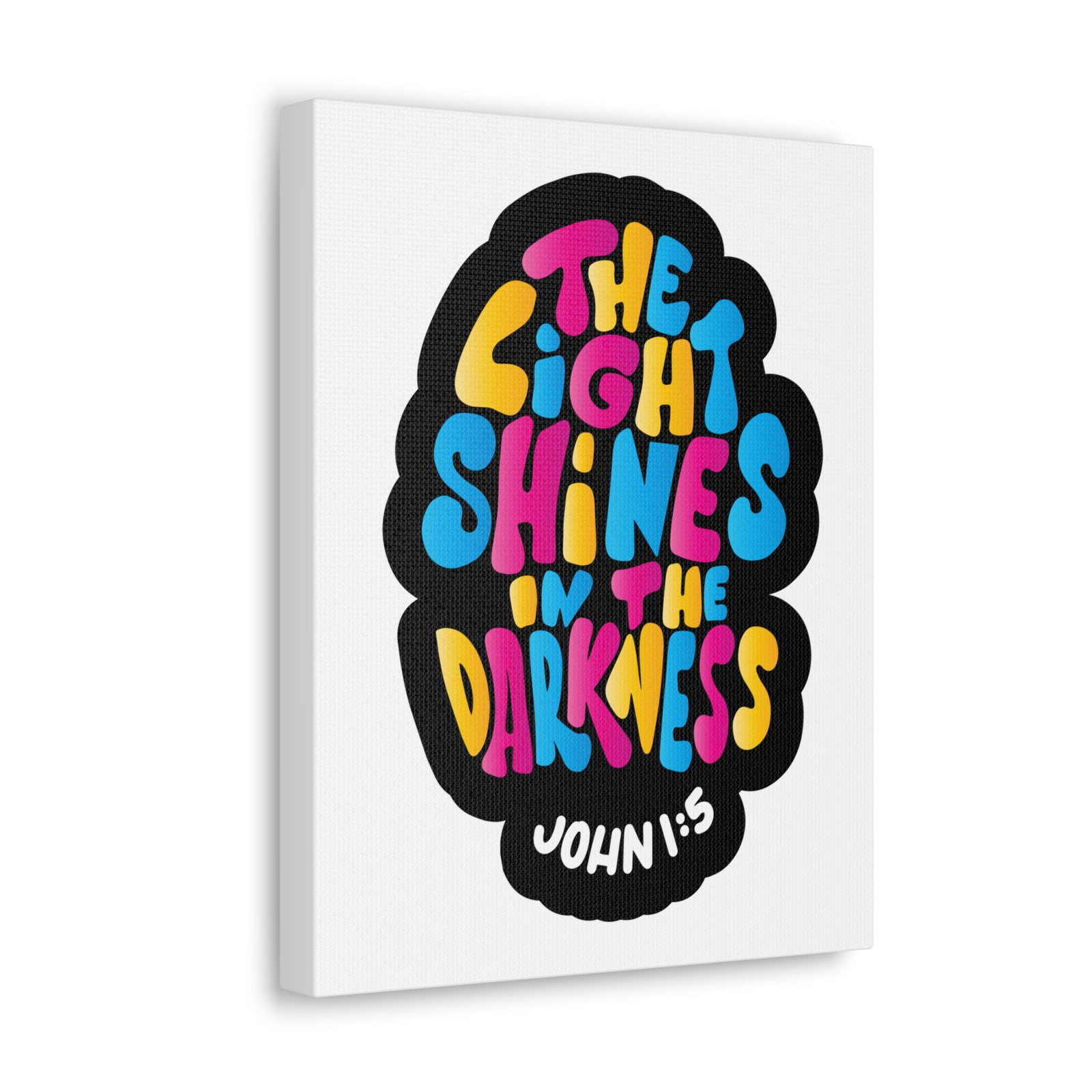 Scripture Canvas The Light Shines John 1:5 Christian Wall Art Bible Verse Print Ready to Hang-Express Your Love Gifts