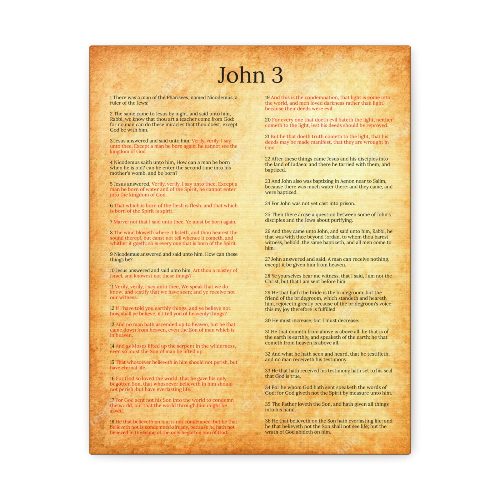 Scripture Walls John 3 Jesus and Nicodemus Gold Christian Wall Art Print Ready to Hang Unframed-Express Your Love Gifts