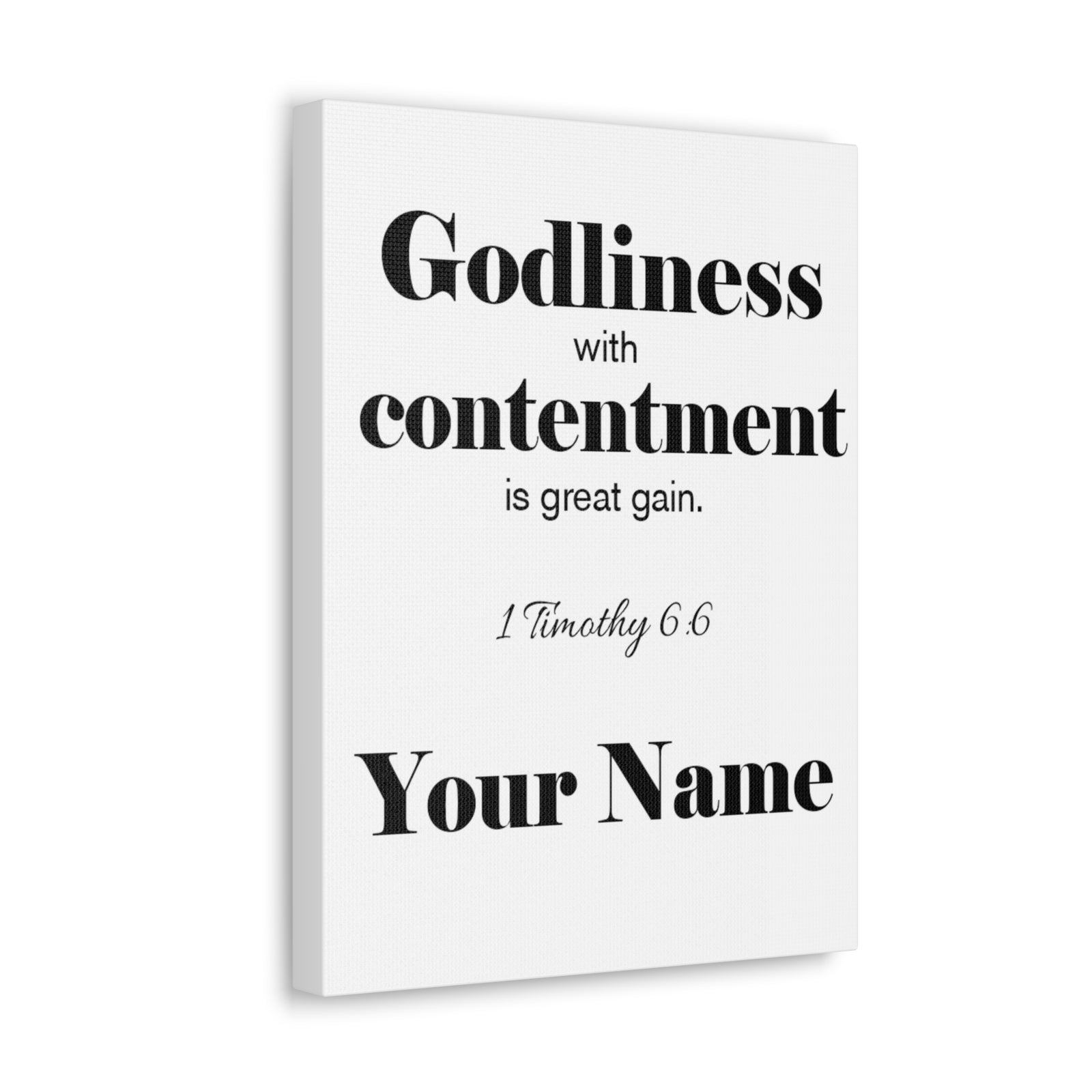 Personalized Godliness 1 Timothy 6:6 Bible Chapter Canvas Christian Wall Art Ready to Hang-Express Your Love Gifts