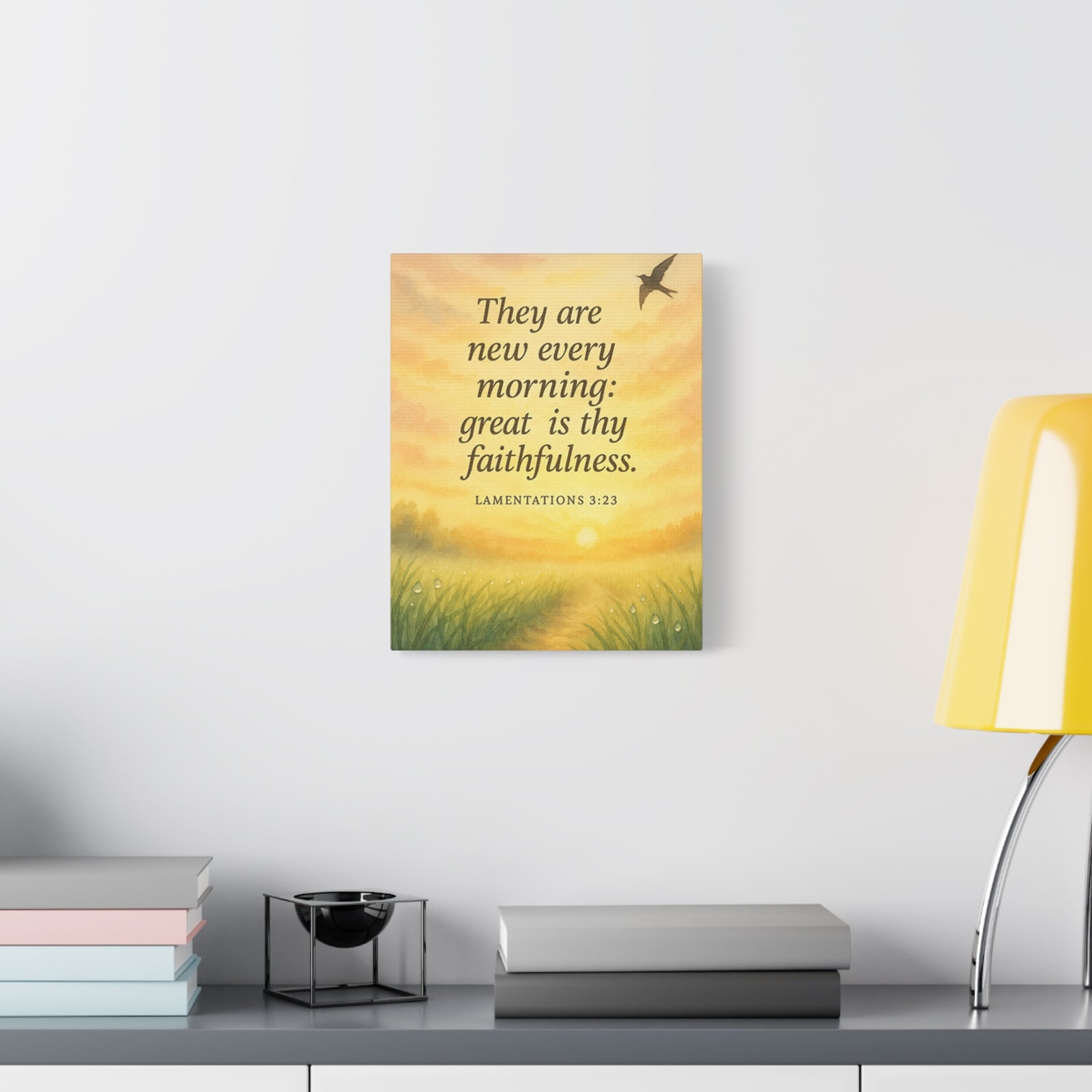 Bible Verse Canvas Lamentations 3:23 Christian Home Décor Wall Art Scripture Ready to Hang Faith Print-Express Your Love Gifts