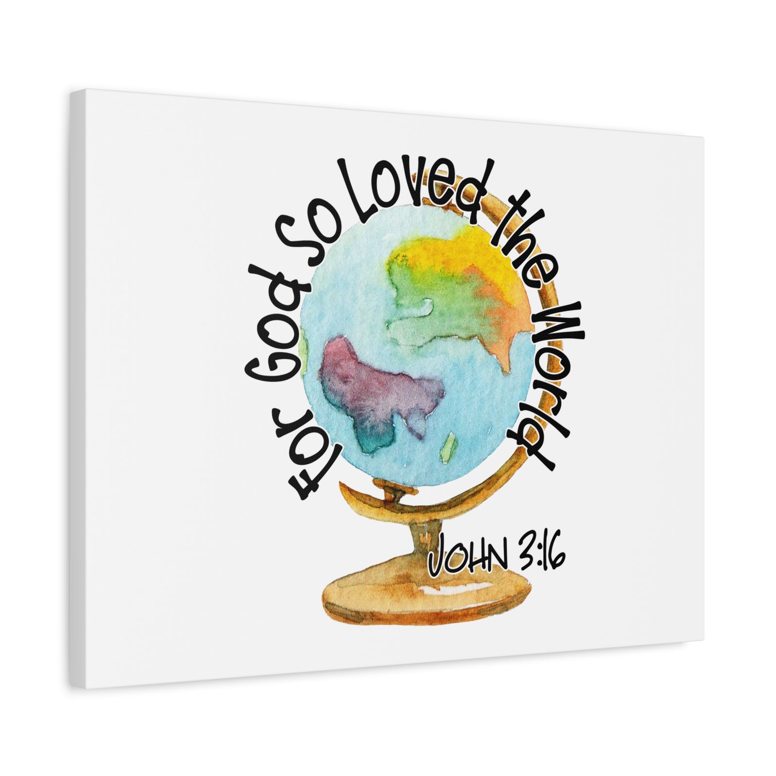 Scripture Canvas For God So Loved The World John 3:16 Christian Wall Art Bible Verse Print Ready to Hang-Express Your Love Gifts