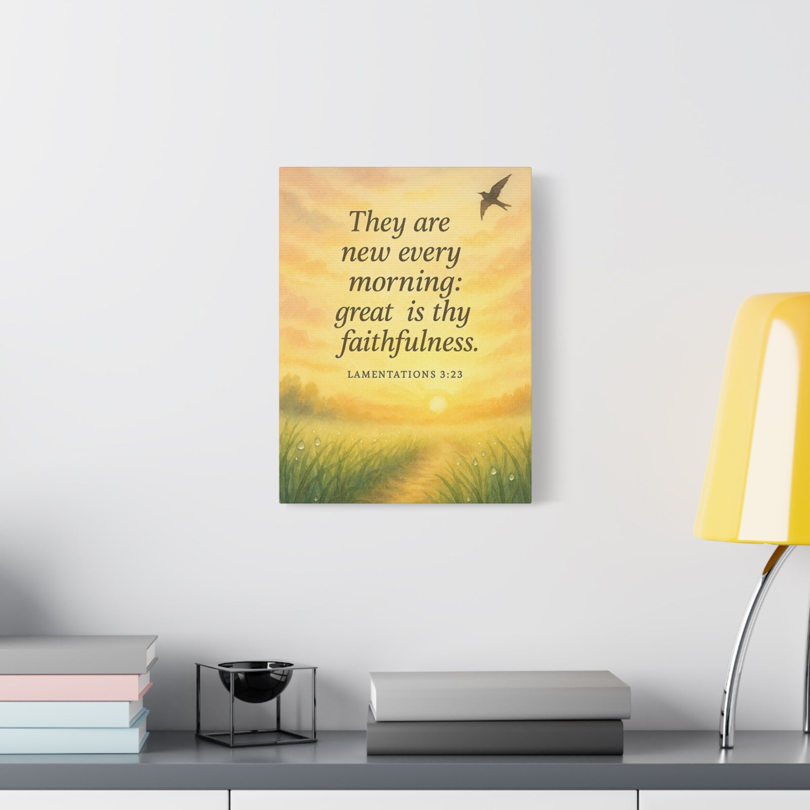 Bible Verse Canvas Lamentations 3:23 Christian Home Décor Wall Art Scripture Ready to Hang Faith Print-Express Your Love Gifts