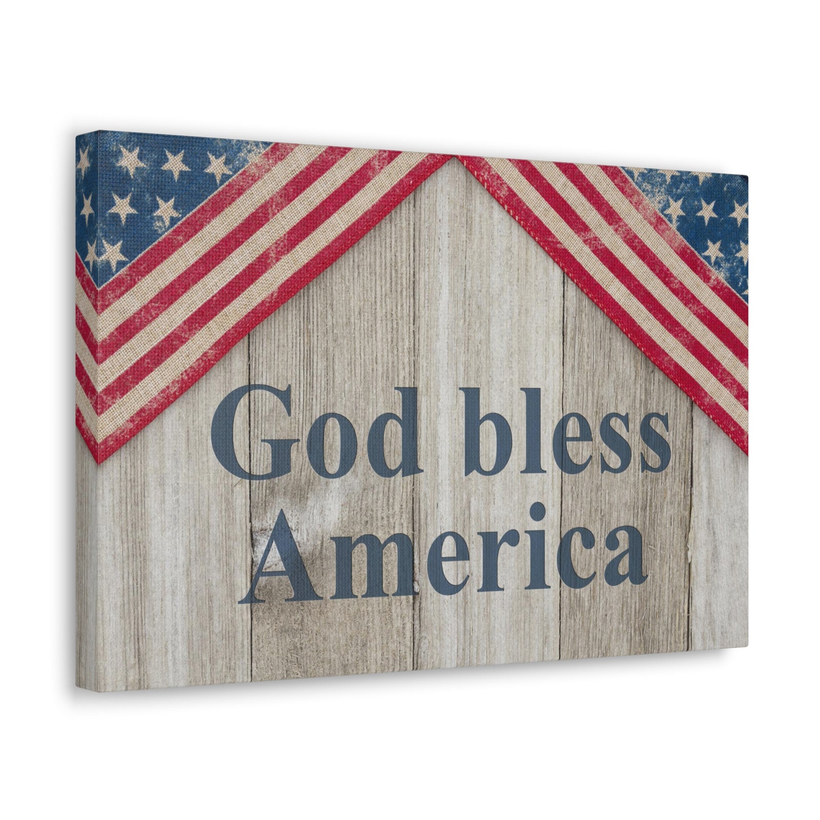 God Bless America Patriotic Message Canvas Wall Art for Home Decor Ready-to-Hang-Express Your Love Gifts