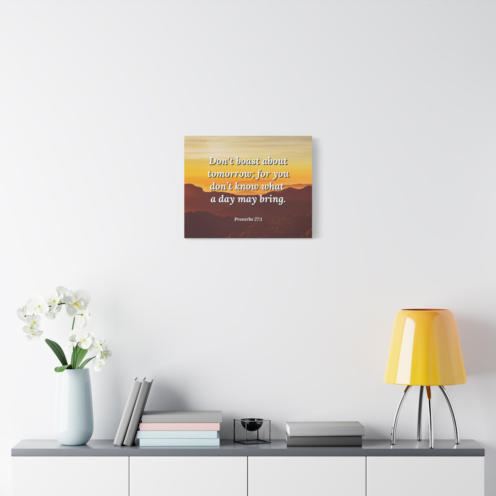 Scripture Walls Boast Not Proverbs 27:1 Bible Verse Canvas Christian Wall Art Ready to Hang-Express Your Love Gifts