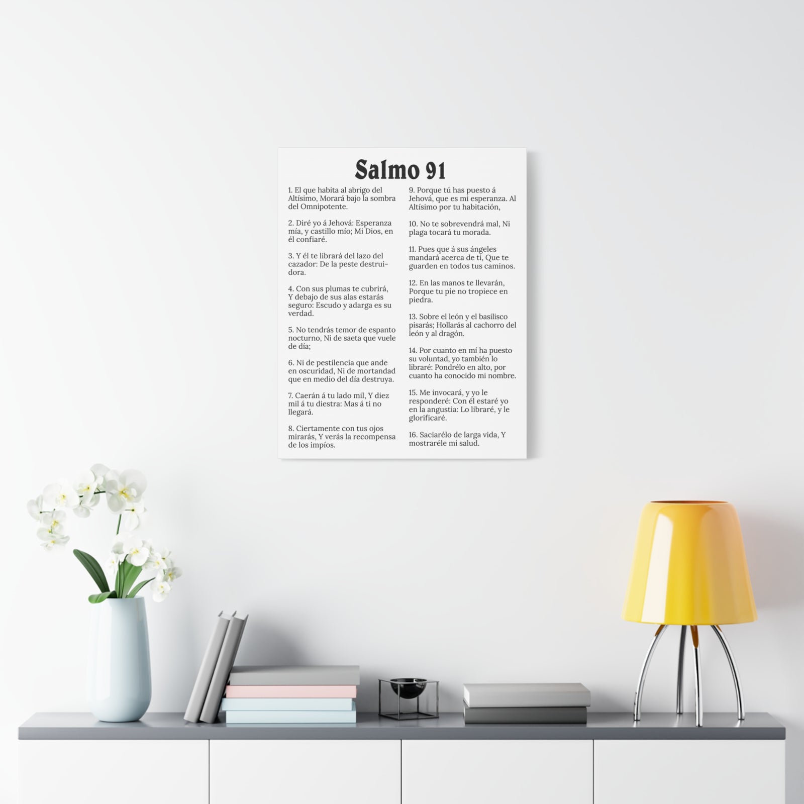 Scripture Walls Salmo 91 White Christian Wall Art Print Ready to Hang Unframed-Express Your Love Gifts