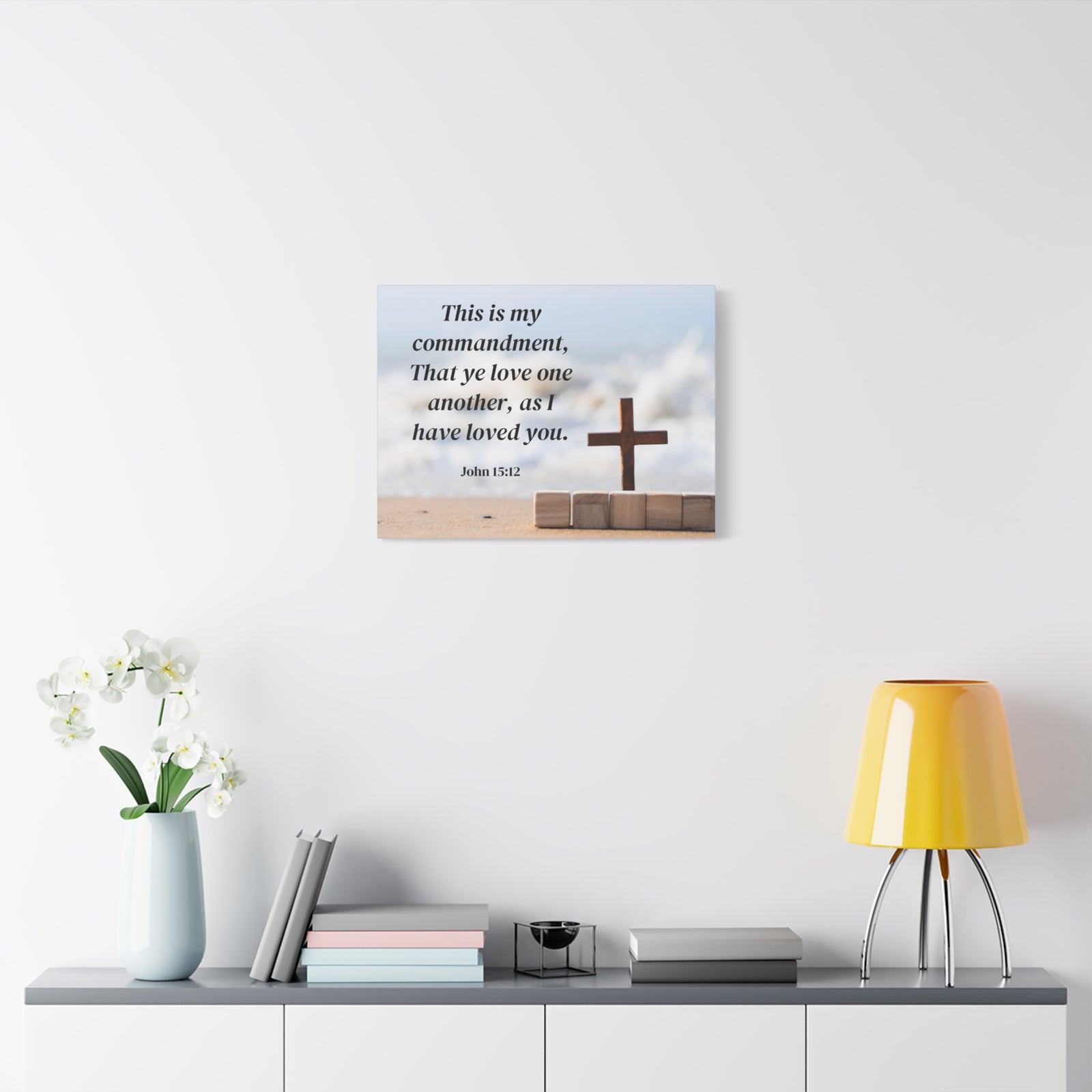 Scripture Canvas My Commandment John 15:12 Christian Wall Art Bible Verse Print Ready to Hang-Express Your Love Gifts