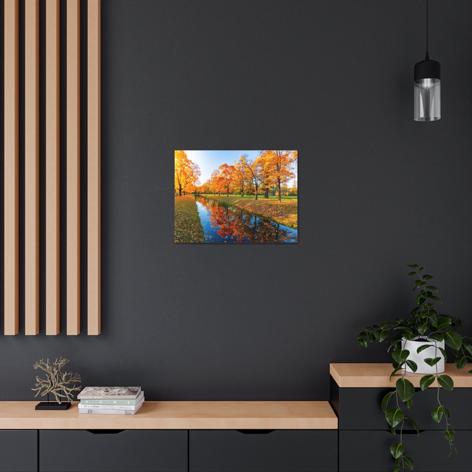 Obvodny Canal in Autumn Forest Floral Nature Photography Canvas Wall Art for Home Decor Ready-to-Hang-Express Your Love Gifts