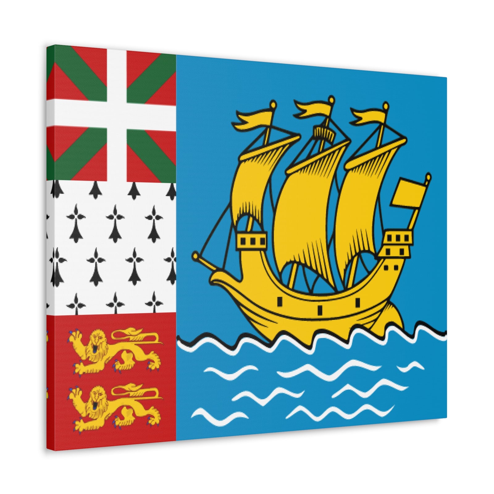 Saint Pierre and Miquelon Country Flag Canvas Vibrant Wall Art Unframed Home Decor-Express Your Love Gifts