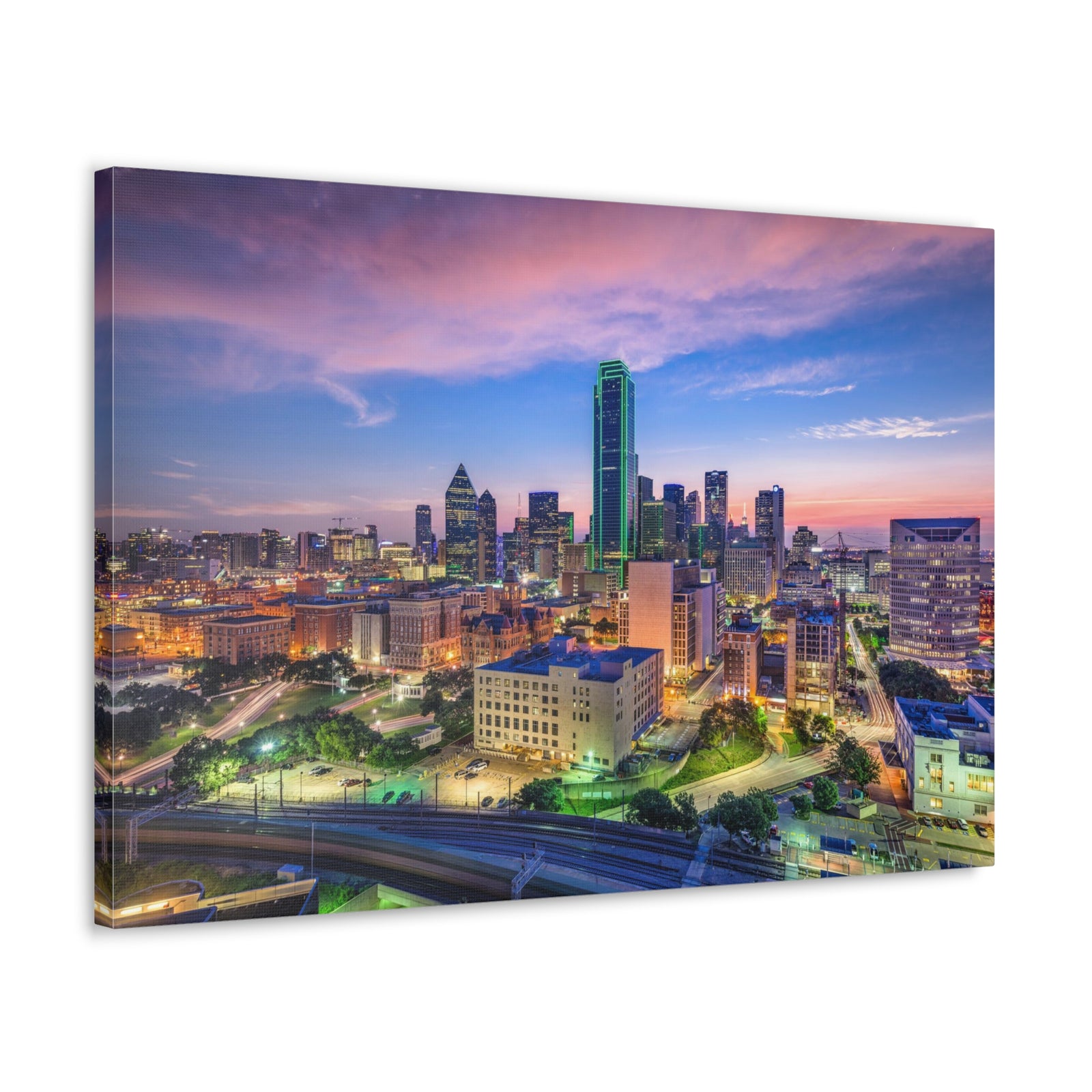 Dallas Night Skyline Canvas Artwork High-Quality Breathtaking Stunning Cityscape for Home Decor Ready to Hang-Express Your Love Gifts