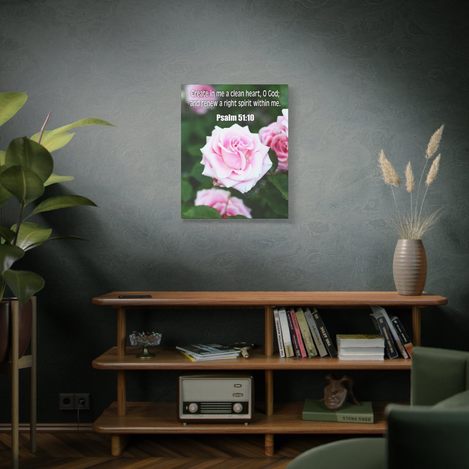 Scripture Canvas Create In Me Psalm 51:10 Christian Wall Art Bible Verse Print Ready to Hang-Express Your Love Gifts