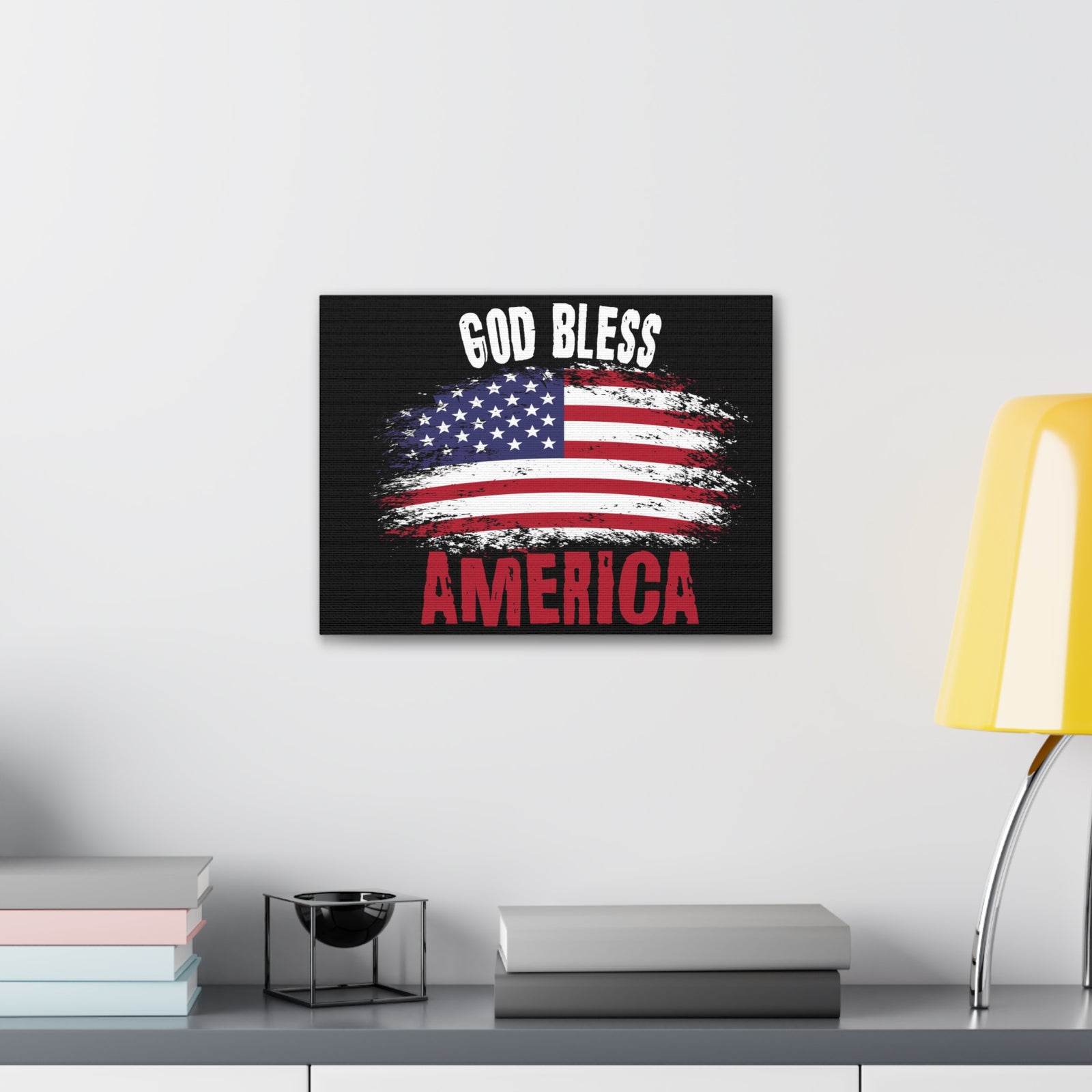God Bless America On Black Background Canvas Wall Art for Home Decor Ready-to-Hang-Express Your Love Gifts