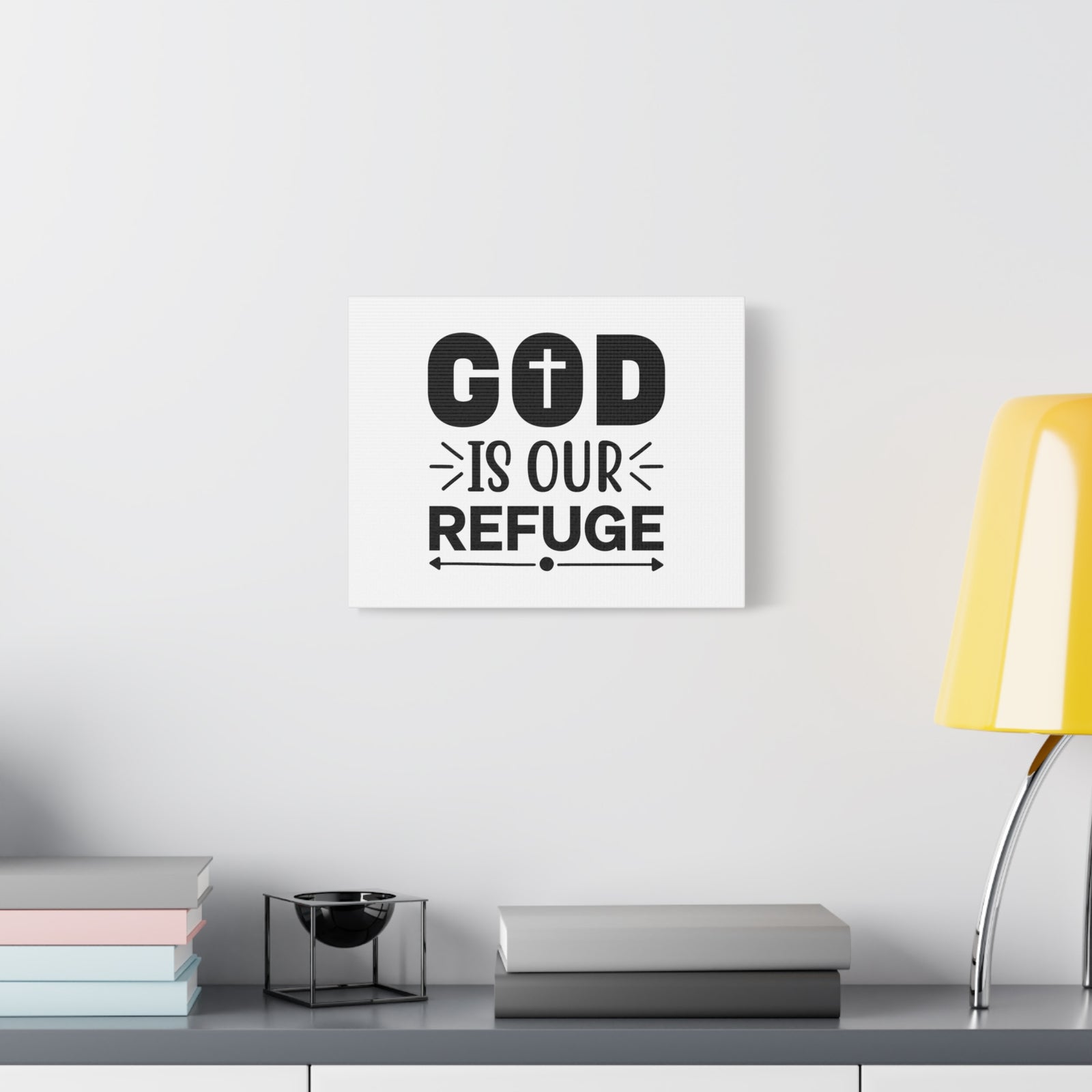 Scripture Canvas God Is Our Refuge Psalm 46:1 Christian Wall Art Bible Verse Print Ready to Hang-Express Your Love Gifts