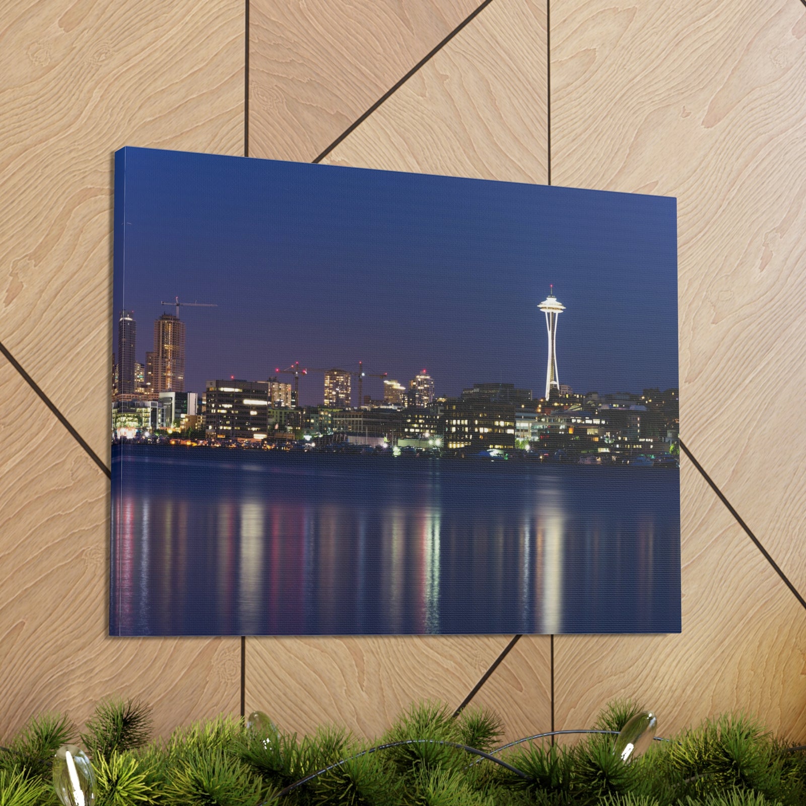 Seattle Night Skyline Canvas Artwork High-Quality Breathtaking Stunning Cityscape for Home Decor Ready to Hang-Express Your Love Gifts