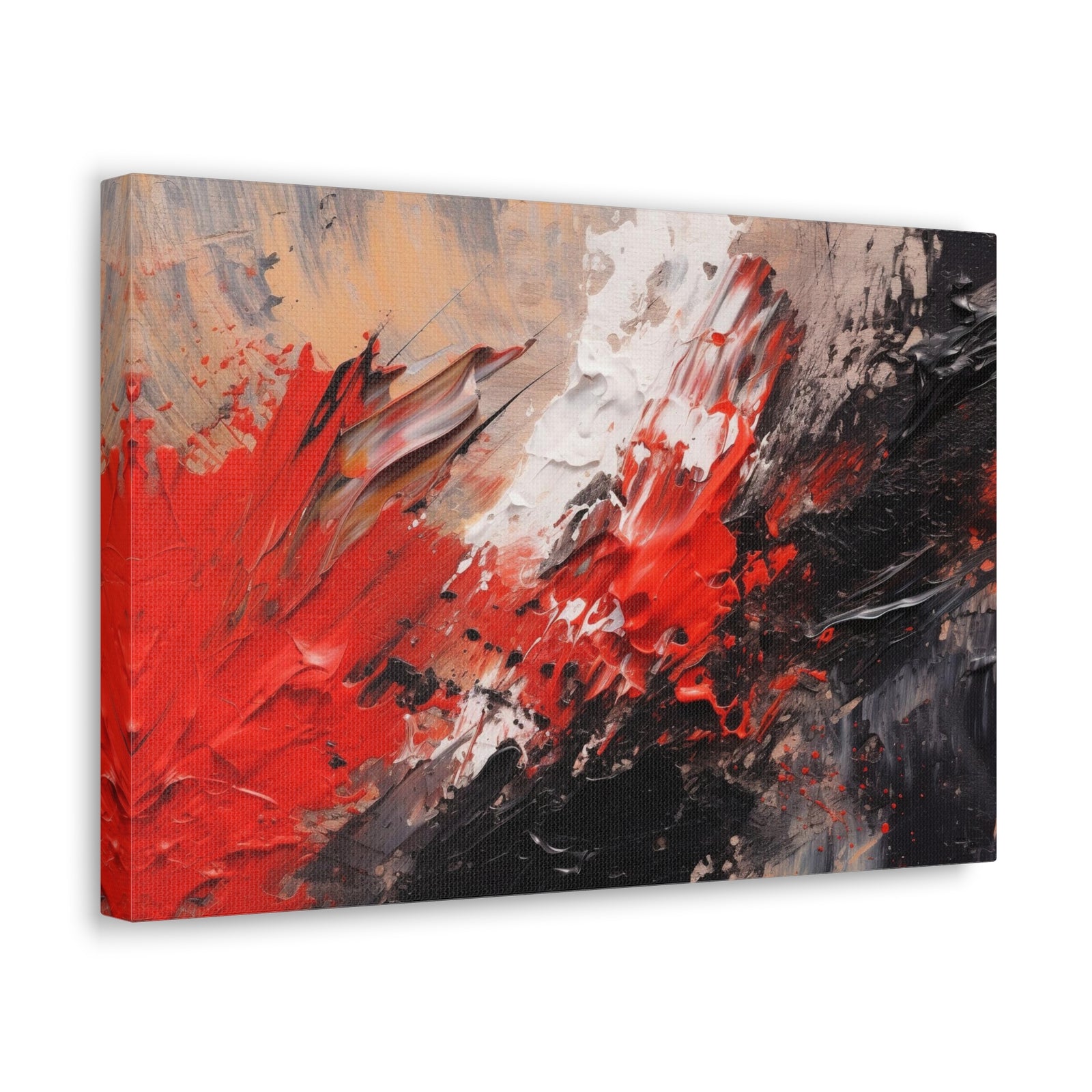 Abstract Oil Painting White Red Black Brushstrokes Painting Canvas Wall Art for Home Decor Ready-to-Hang-Express Your Love Gifts