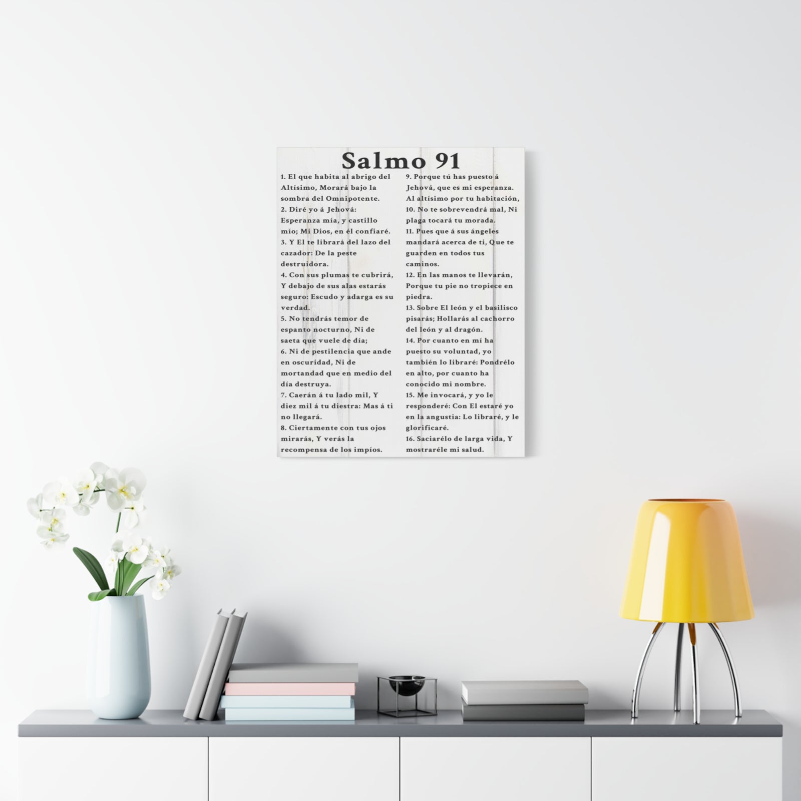 Scripture Walls Salmo 91 Psalm 91 Spanish White Bible Verse Canvas Christian Wall Art Ready to Hang Unframed-Express Your Love Gifts