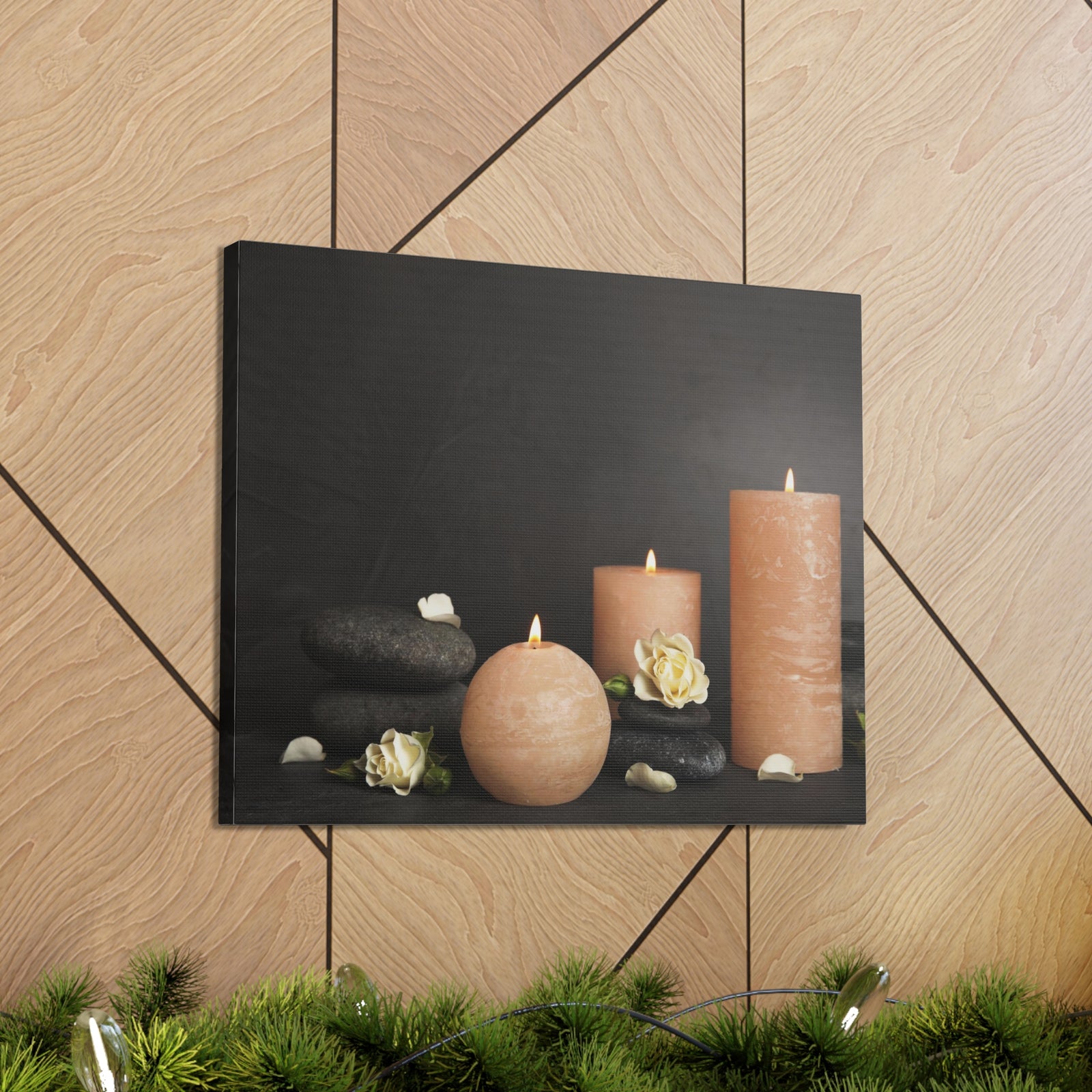 Spa Burning Candles Forest Floral Nature Photography Canvas Wall Art for Home Decor Ready-to-Hang-Express Your Love Gifts