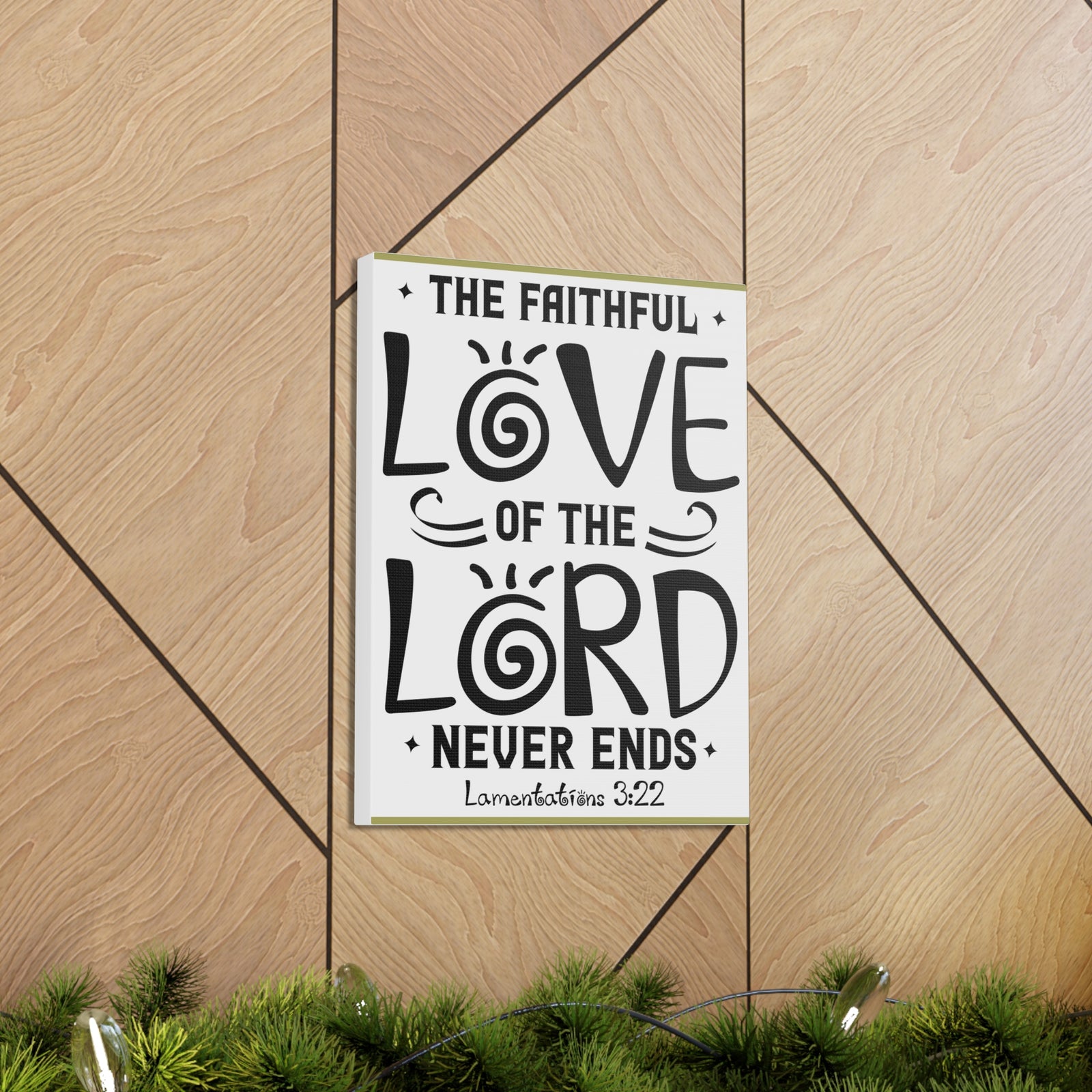 Scripture Canvas The Faithful Love Of The Lord Lamentations 3:22 Christian Wall Art Bible Verse Print Ready To Hang-Express Your Love Gifts