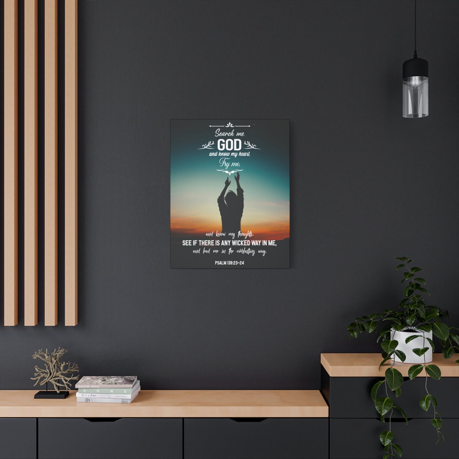 Scripture Canvas The Everlasting Way Psalm 139:23-24 Christian Wall Art Bible Verse Print Ready to Hang-Express Your Love Gifts