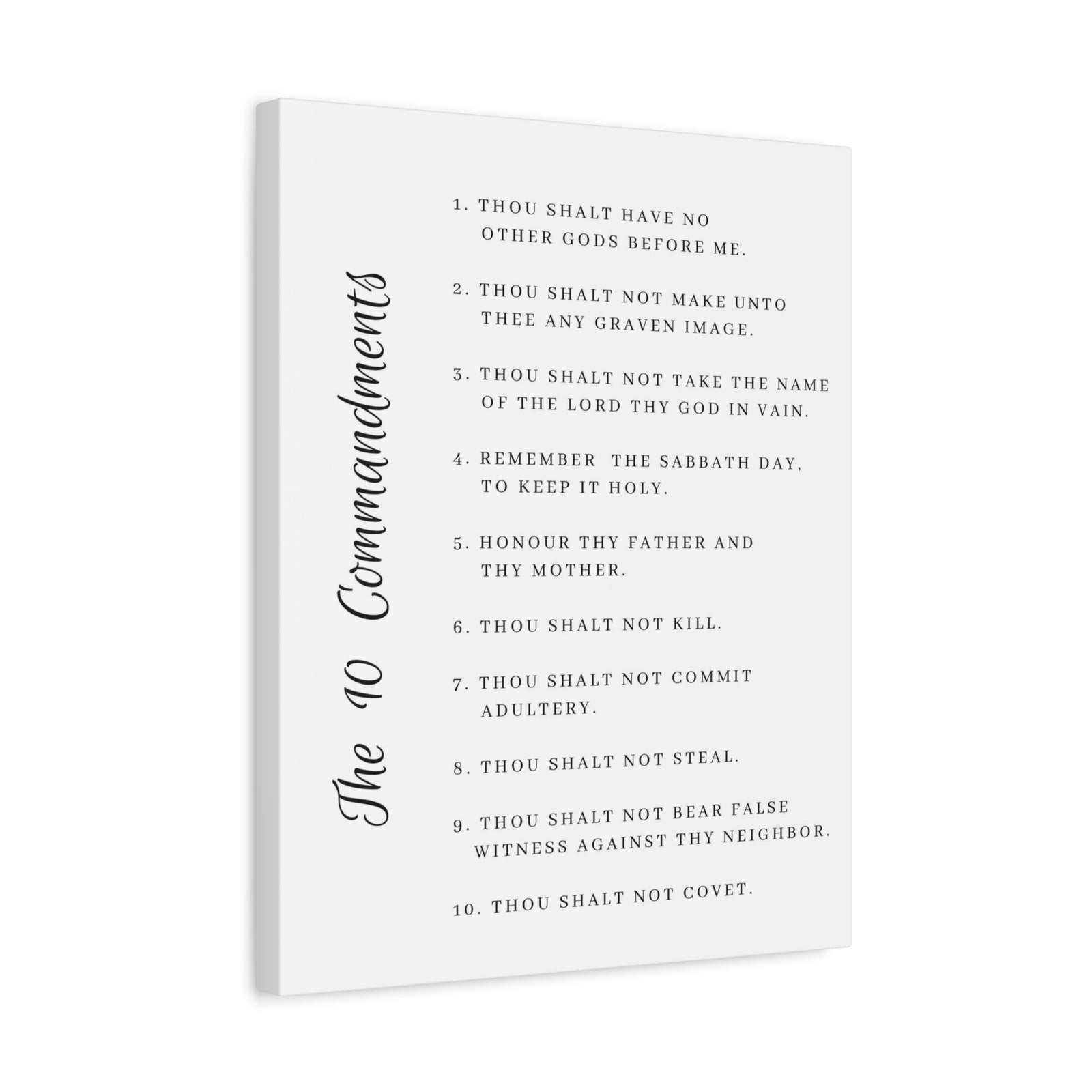 Scripture Canvas 10 Commandments White Side Christian Wall Art Print Ready to Hang-Express Your Love Gifts