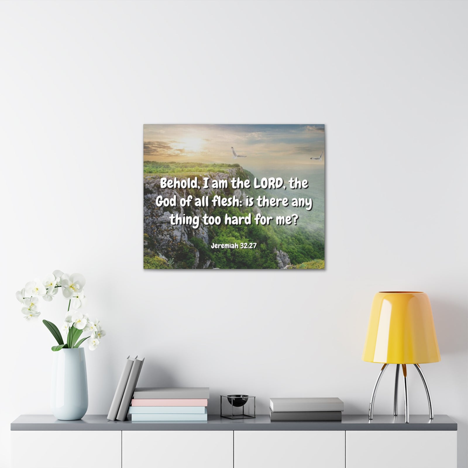 Scripture Canvas The Lord Jeremiah 32:27 Christian Wall Art Bible Verse Print Ready to Hang-Express Your Love Gifts