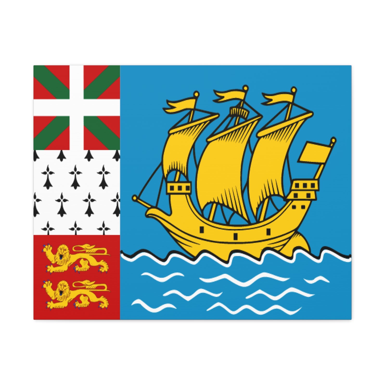 Saint Pierre and Miquelon Country Flag Canvas Vibrant Wall Art Unframed Home Decor-Express Your Love Gifts