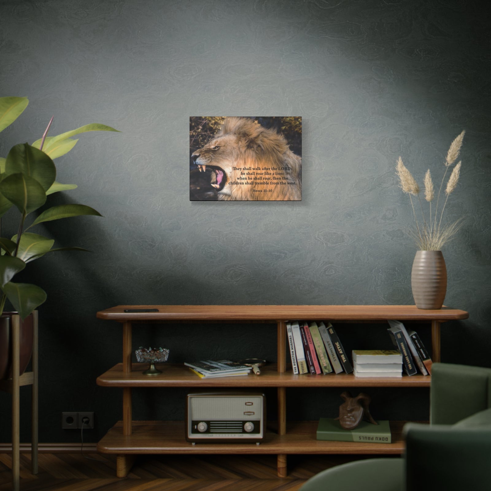 Scripture Canvas Roaring Lion of Judah Hosea 11:10 Christian Wall Art Bible Verse Print Ready to Hang-Express Your Love Gifts