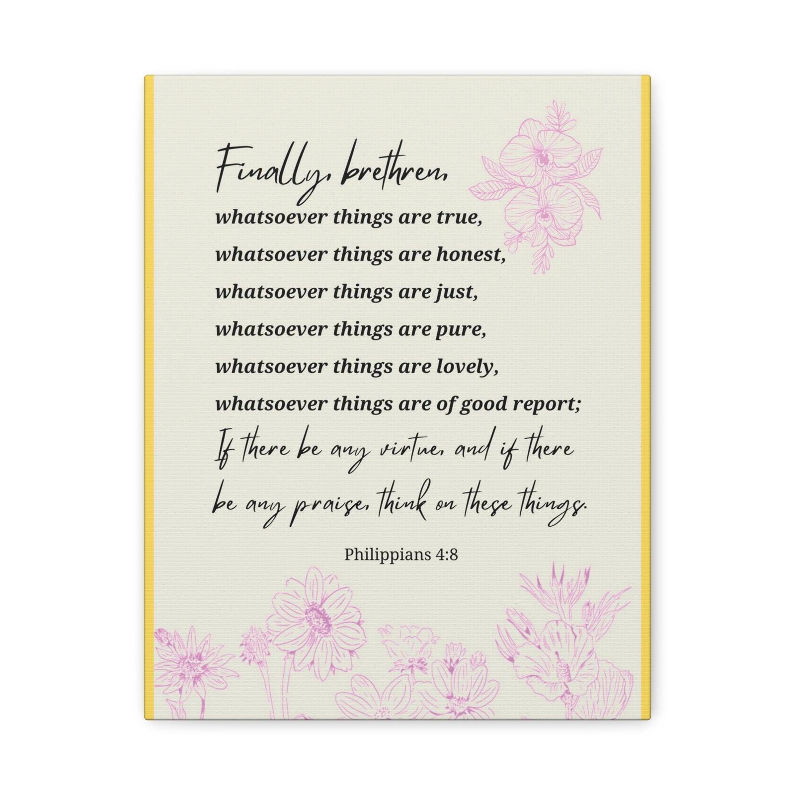 Scripture Canvas Whatsoever Things Are Philippians 4:8 Christian Wall Art Bible Verse Print Ready to Hang-Express Your Love Gifts