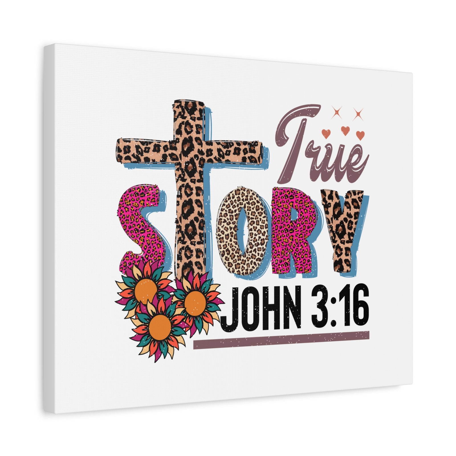 Scripture Walls John 3:16 True Story Bible Verse Canvas Christian Wall Art Ready to Hang Unframed-Express Your Love Gifts