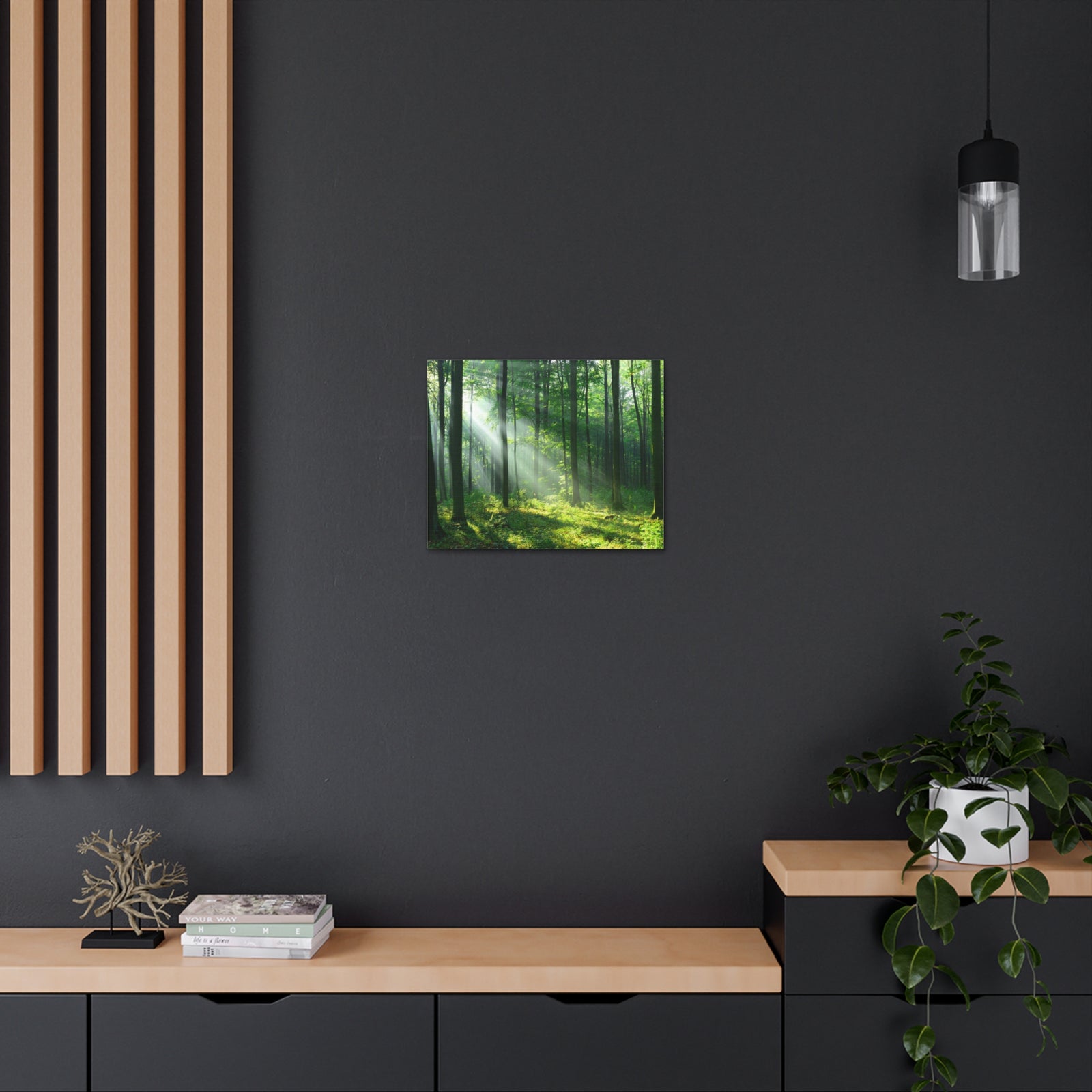 Green Forest Sunlight Nature Wilderness Photography Canvas Wall Art for Home Decor Ready-to-Hang-Express Your Love Gifts