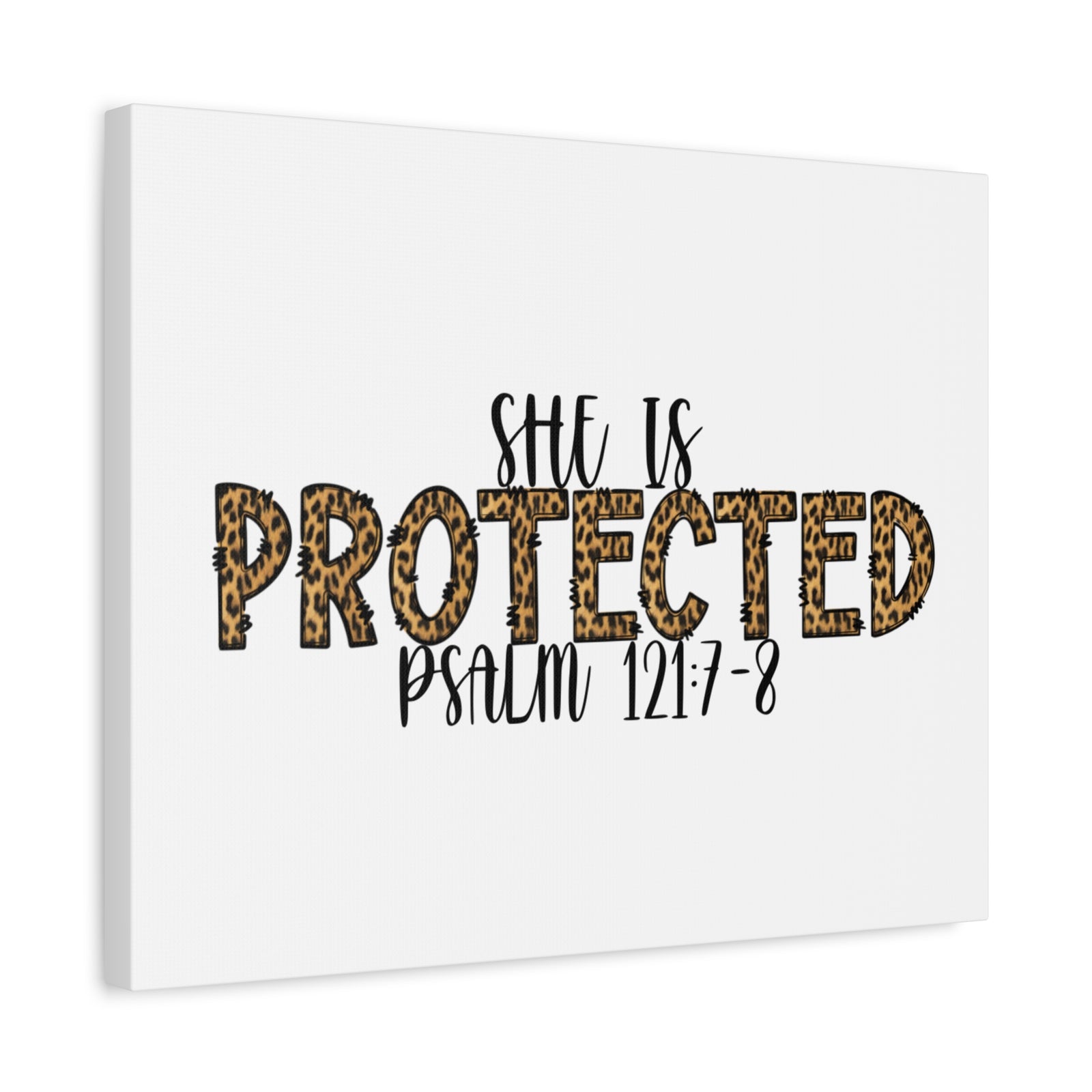 Scripture Canvas She Is Protected Psalm 121:7-8 Christian Wall Art Bible Verse Print Ready to Hang-Express Your Love Gifts