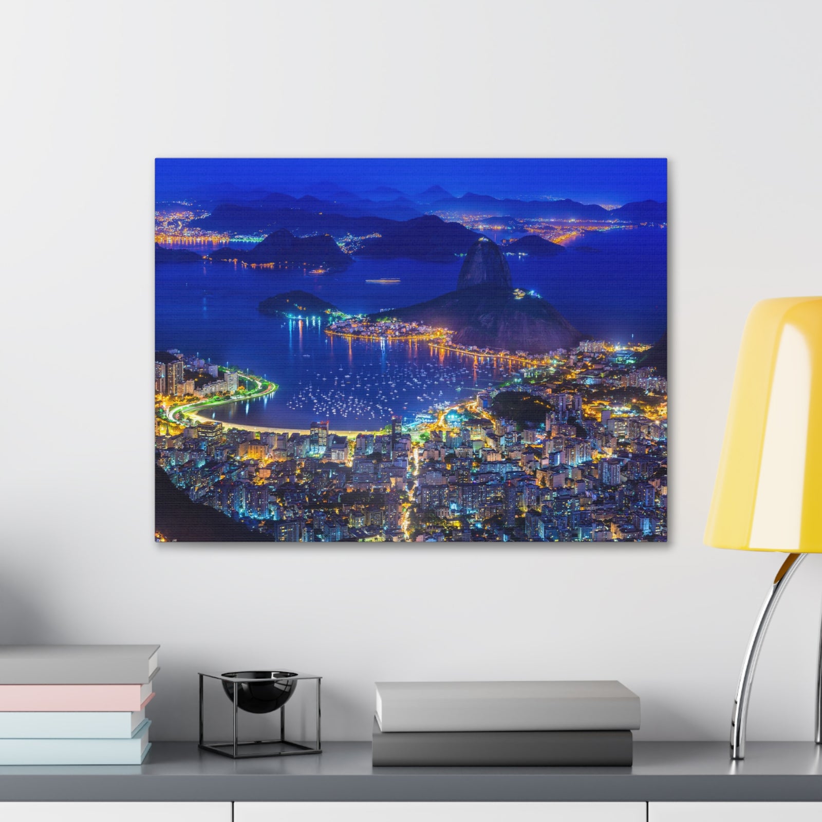 Rio de Janeiro Night Skyline Canvas Artwork High-Quality Breathtaking Stunning Cityscape for Home Decor Ready to Hang-Express Your Love Gifts