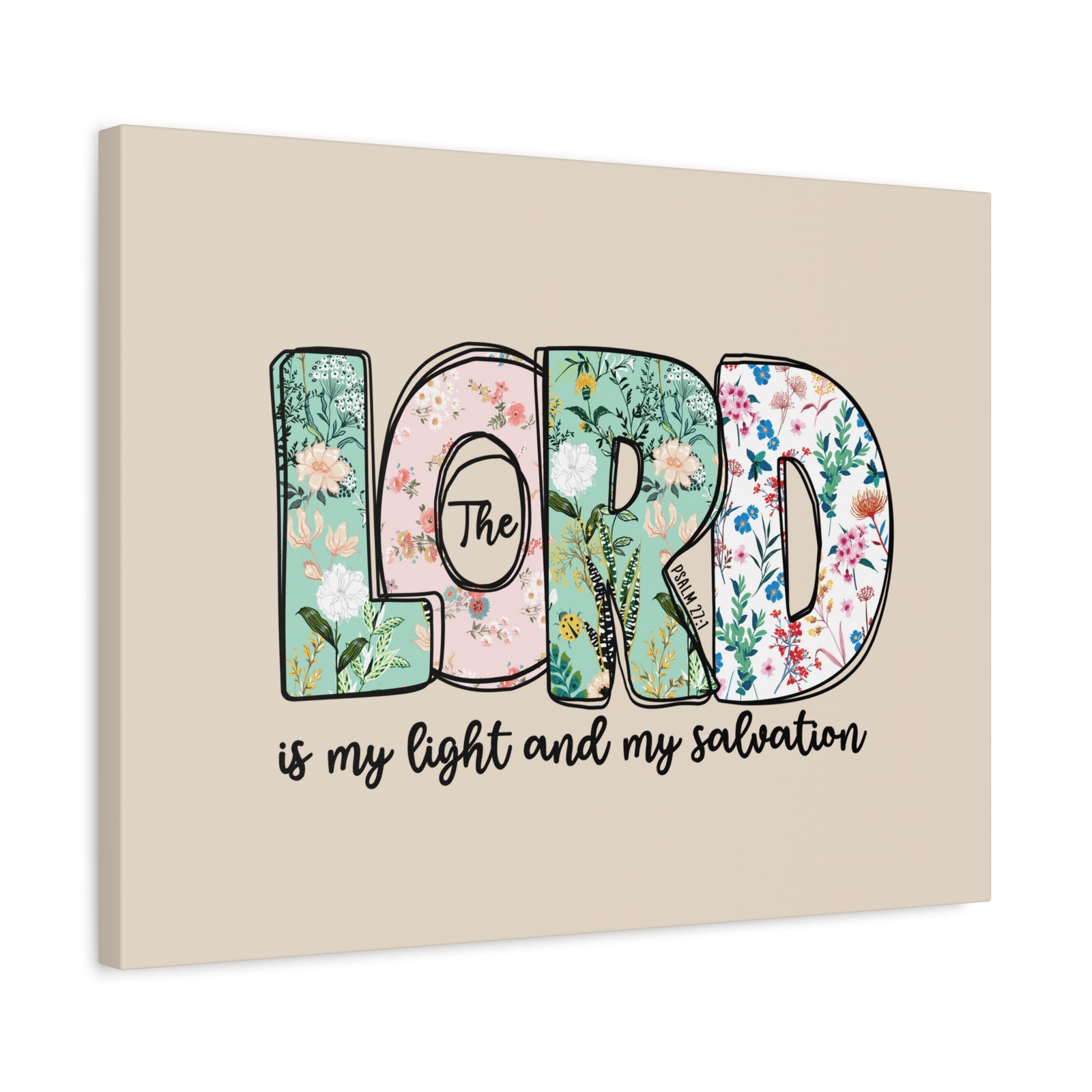 Scripture Walls Light And My Salvation Floral Psalm 27:1 Bible Verse Canvas Christian Wall Art Ready to Hang-Express Your Love Gifts