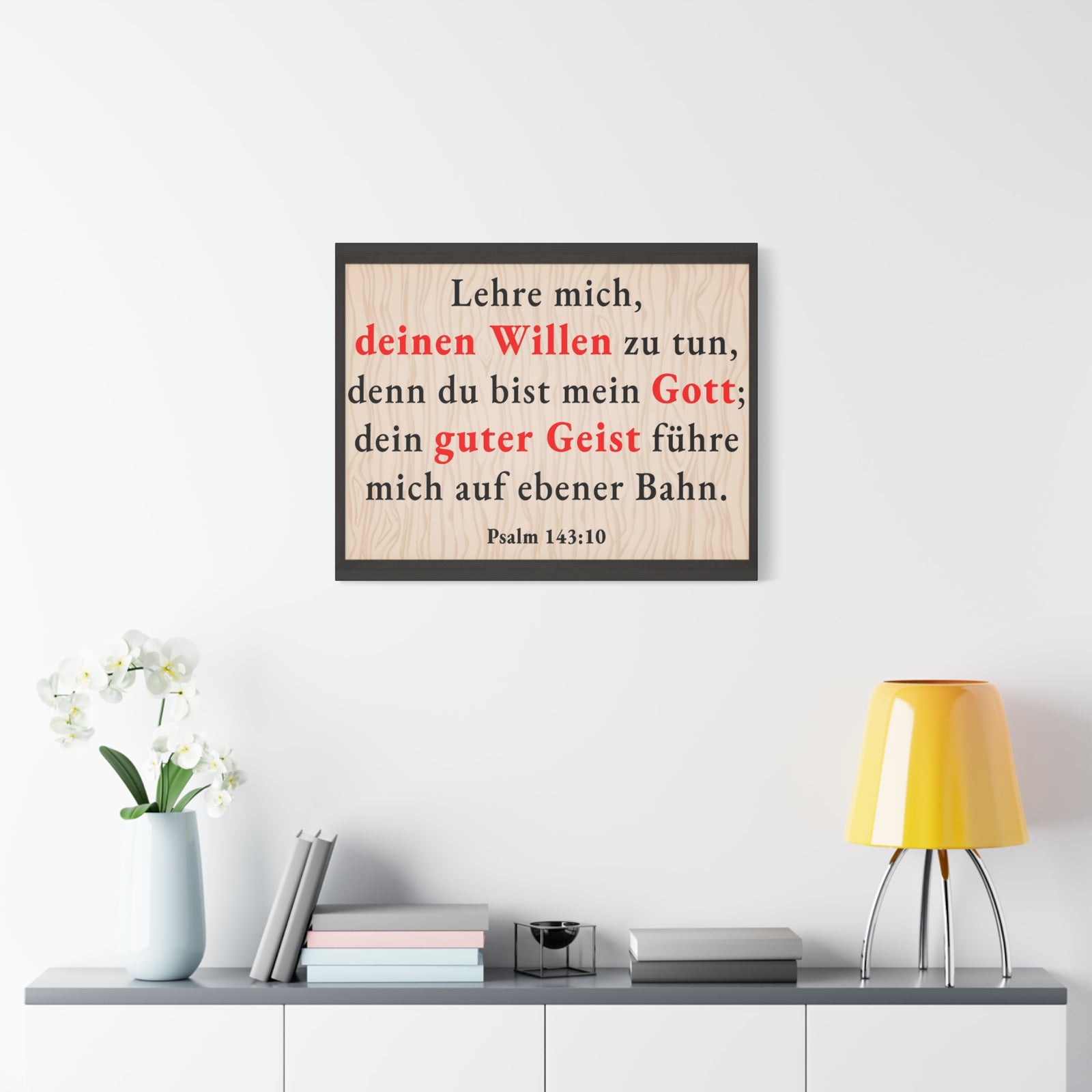 Scripture Walls Psalm 143:10 Doing Your Will German Bible Verse Canvas Christian Wall Art Ready to Hang Unframed-Express Your Love Gifts