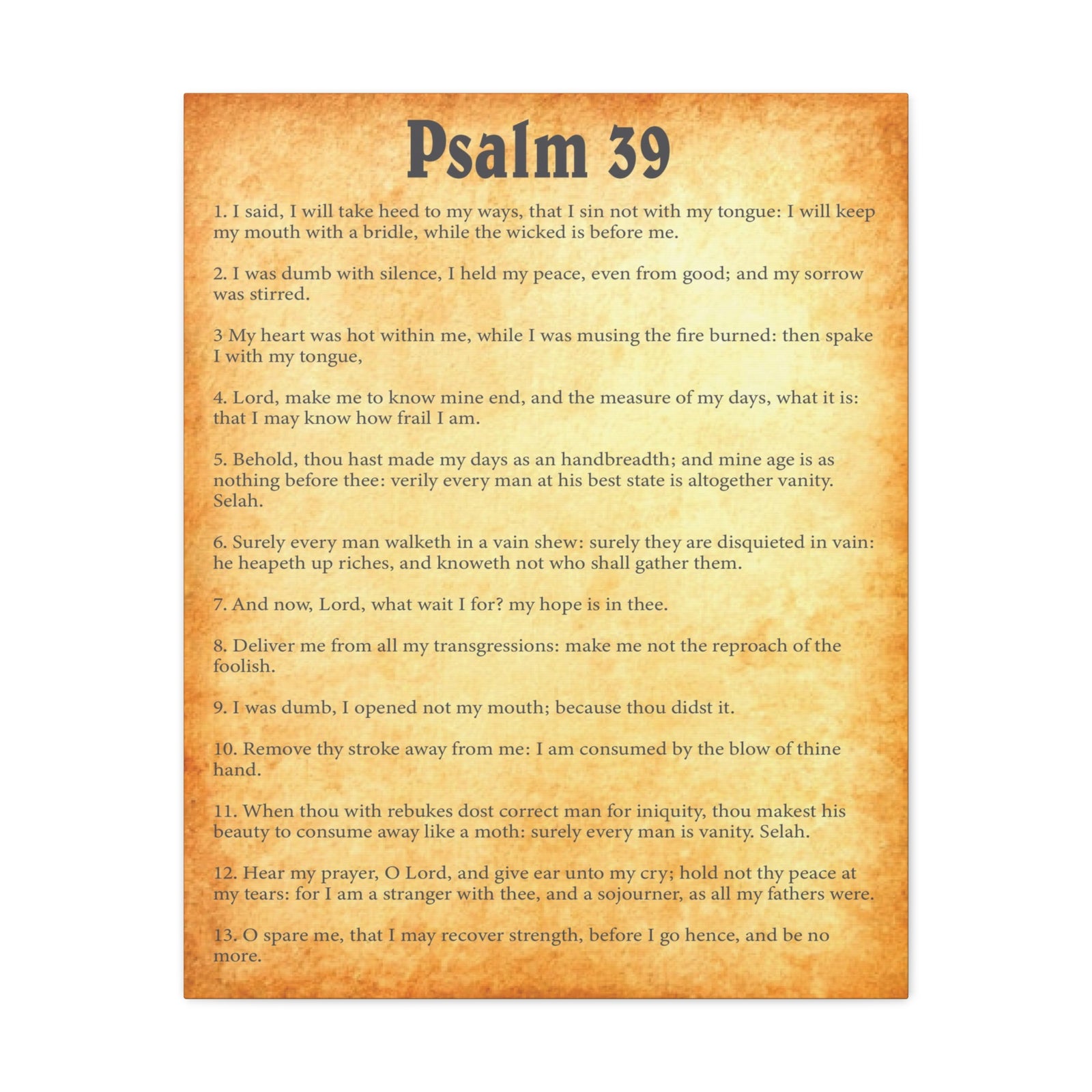 Scripture Walls Psalm 39 Gold Bible Chapter Canvas Christian Wall Art Ready to Hang-Express Your Love Gifts