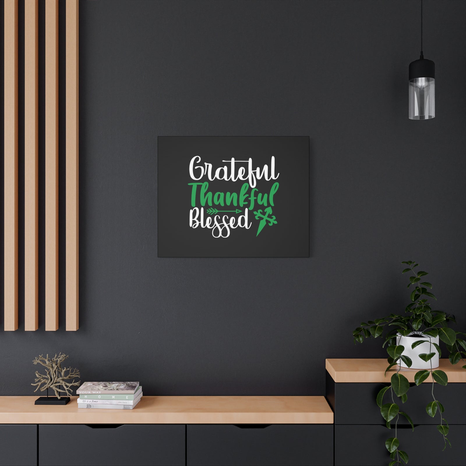 Scripture Canvas Grateful, Thankful, Blessed Psalm 106:1 Christian Wall Art Bible Verse Print Ready to Hang-Express Your Love Gifts
