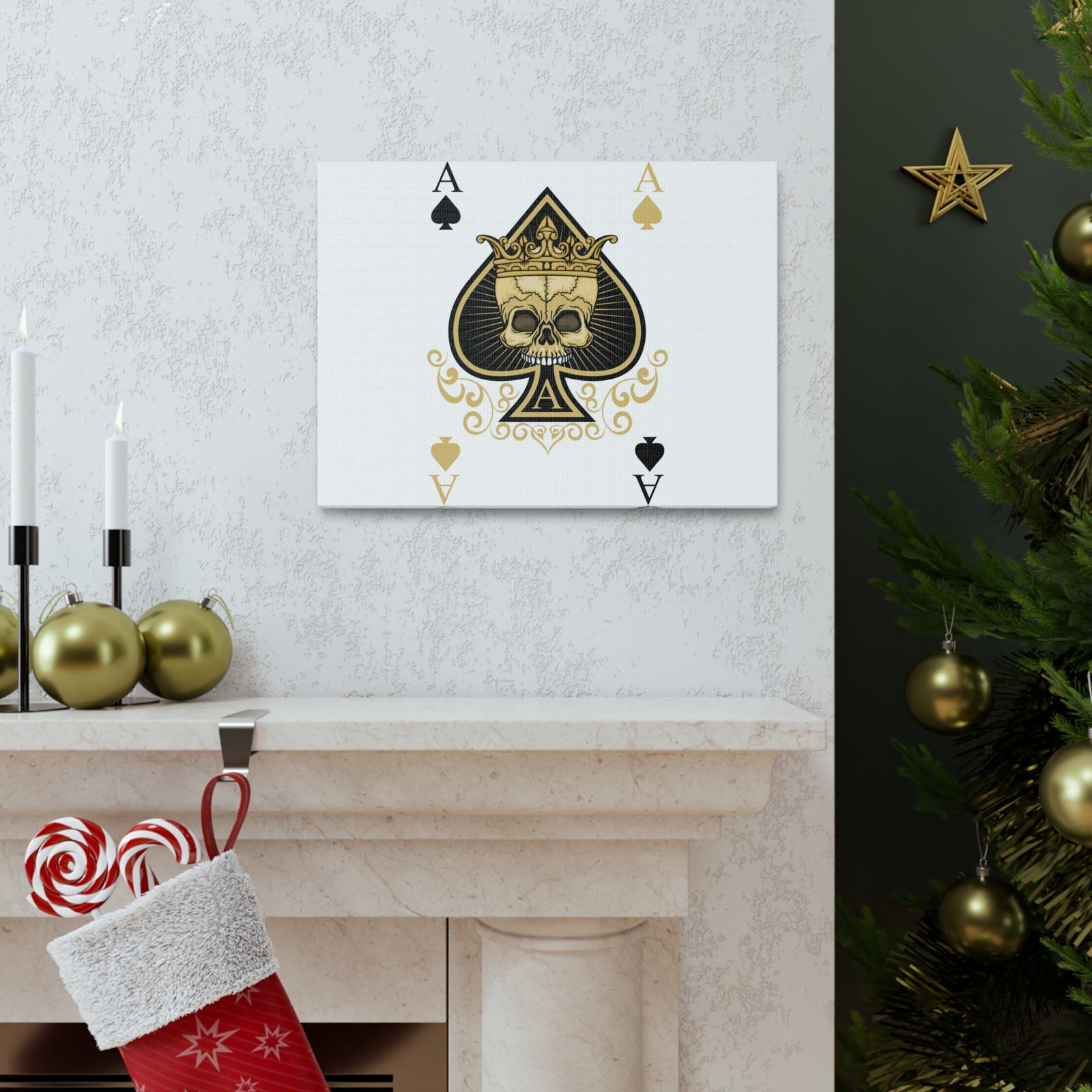 Gothic Ace Of Spades Playing Card Canvas Wall Art for Home Decor Ready-to-Hang-Express Your Love Gifts