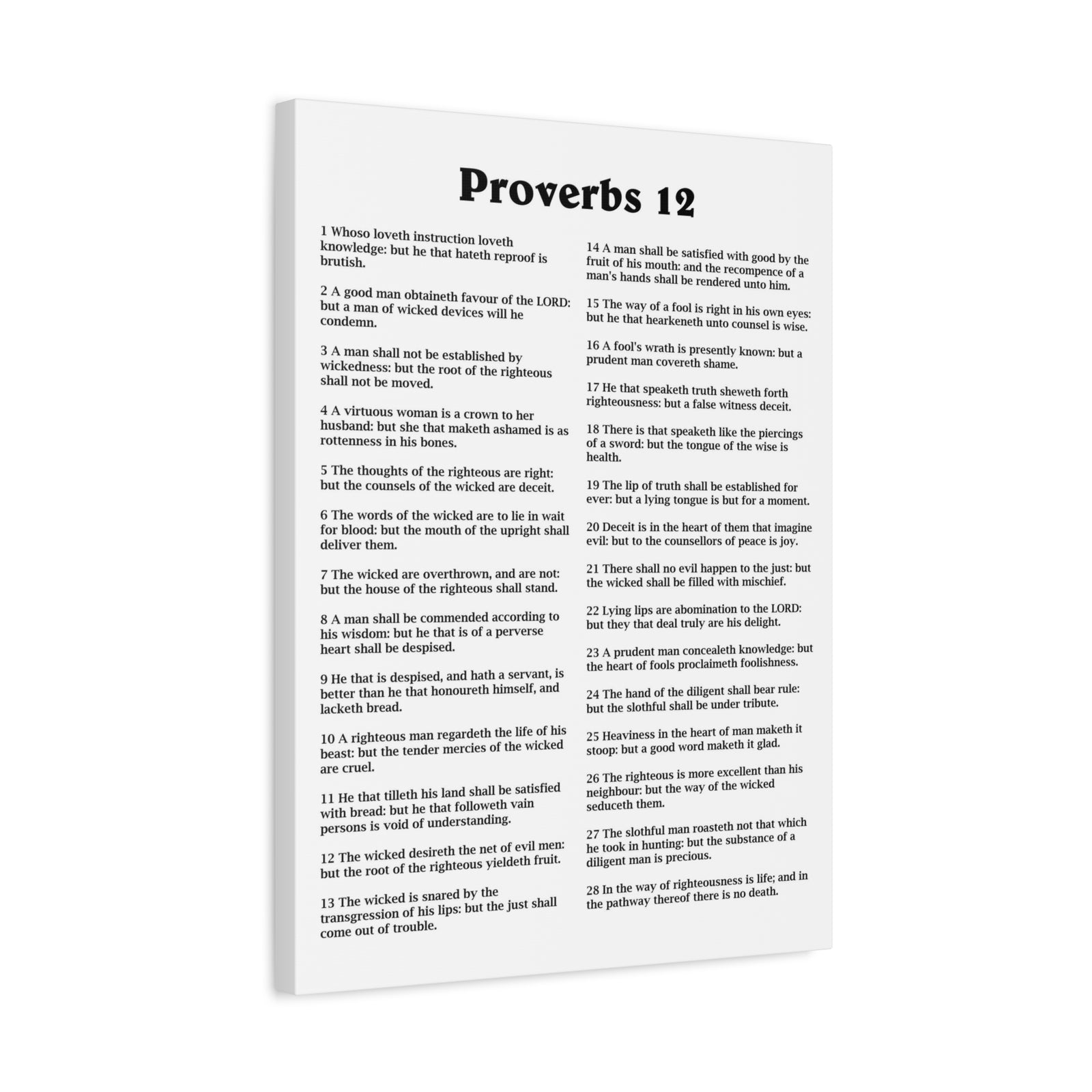 Scripture Walls Proverbs Chapter 12 White Bible Canvas Christian Wall Art Ready to Hang Unframed-Express Your Love Gifts